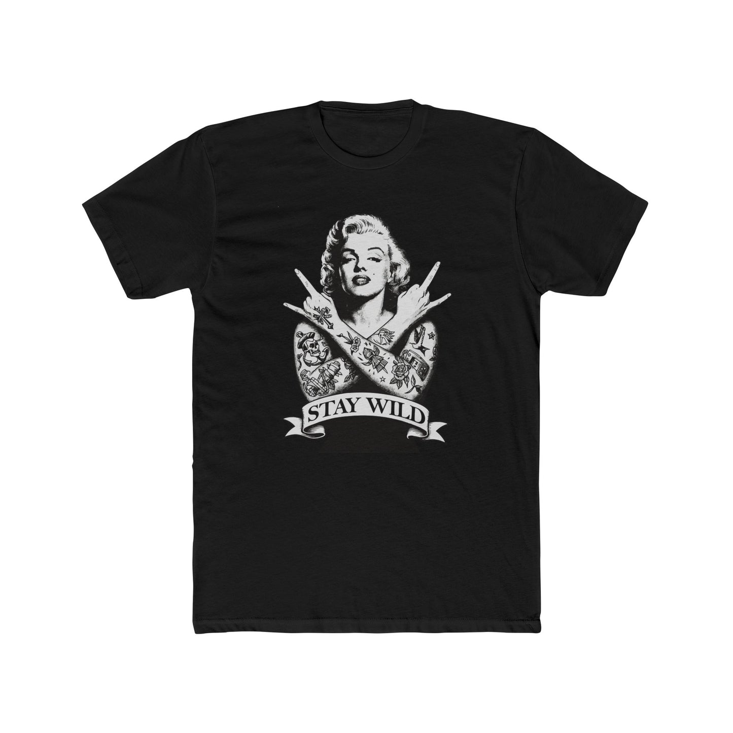 Stay Wild Unisex Cotton Crew Tee - Retro Tattoo Style Shirt - Riff Raff Wear