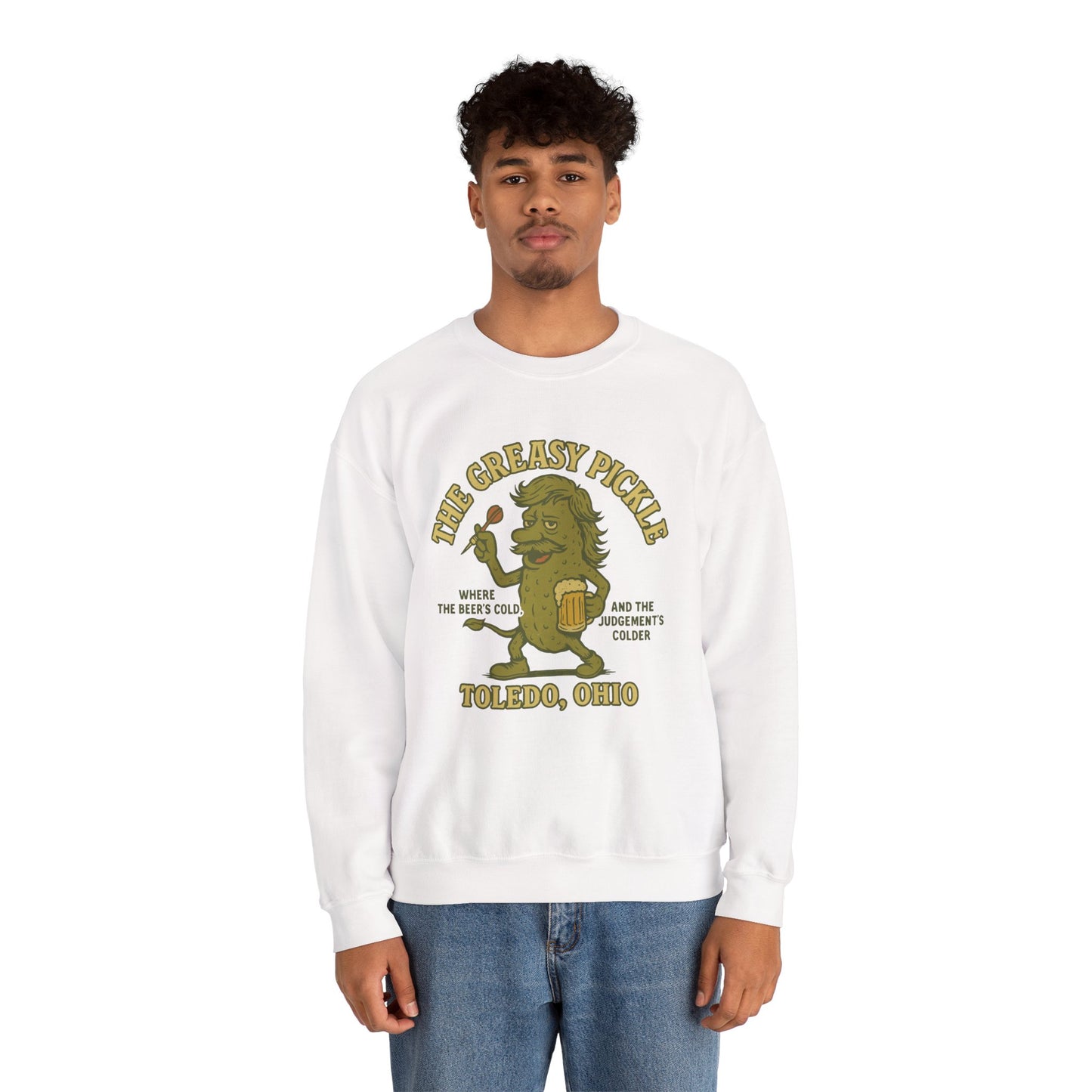 Greasy Pickle Crewneck Sweatshirt - Fun & Cozy Apparel for Beer Lovers - Riff Raff Wear