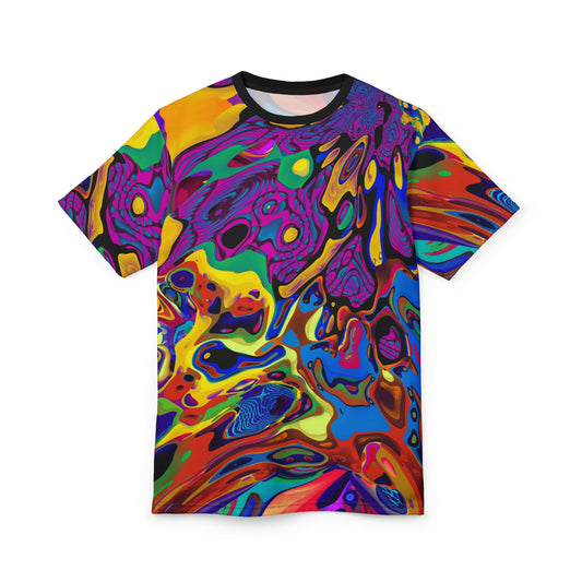 Vibrant Psychedelic Unisex Cut & Sew Tee - Colorful Graphic Shirt for Parties & Festivals