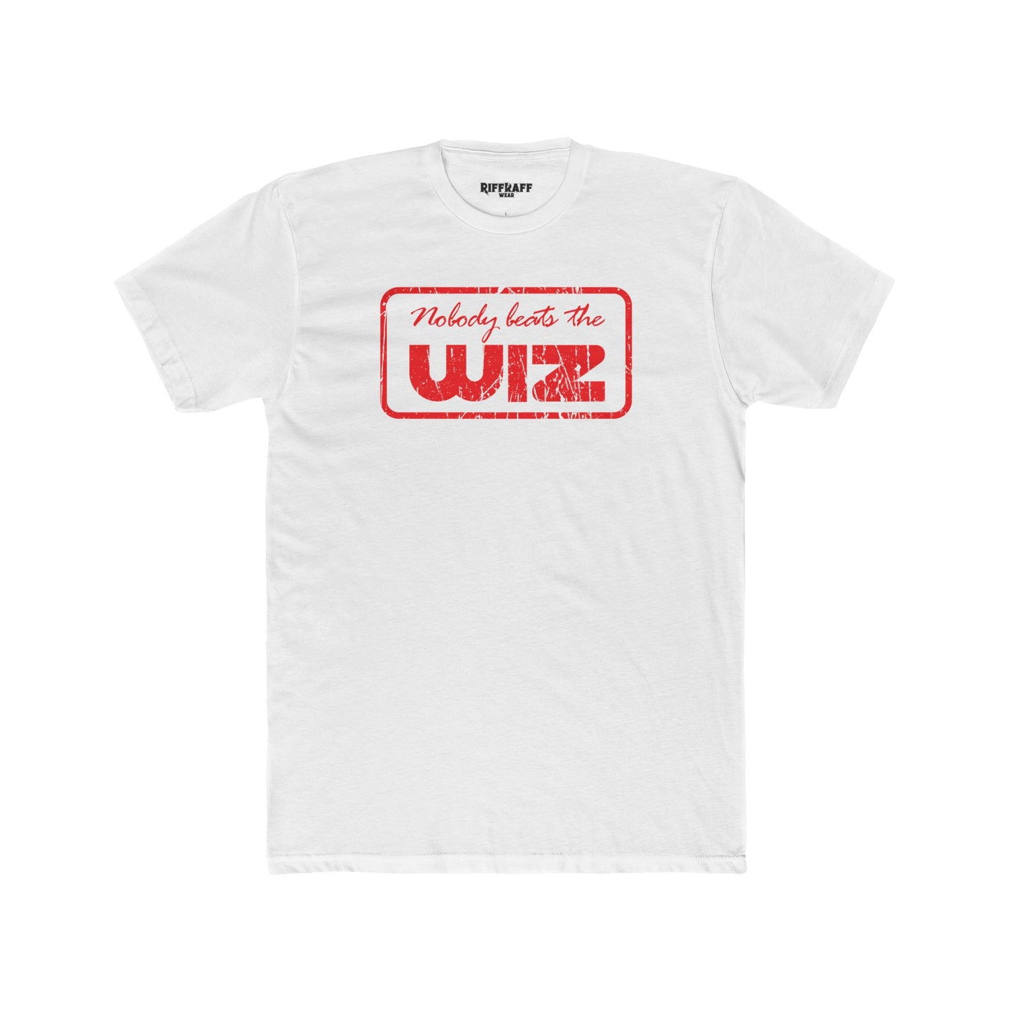 Nobody Beats The Wiz Unisex Cotton Crew Tee - Retro Retail T-Shirt - Riff Raff Wear