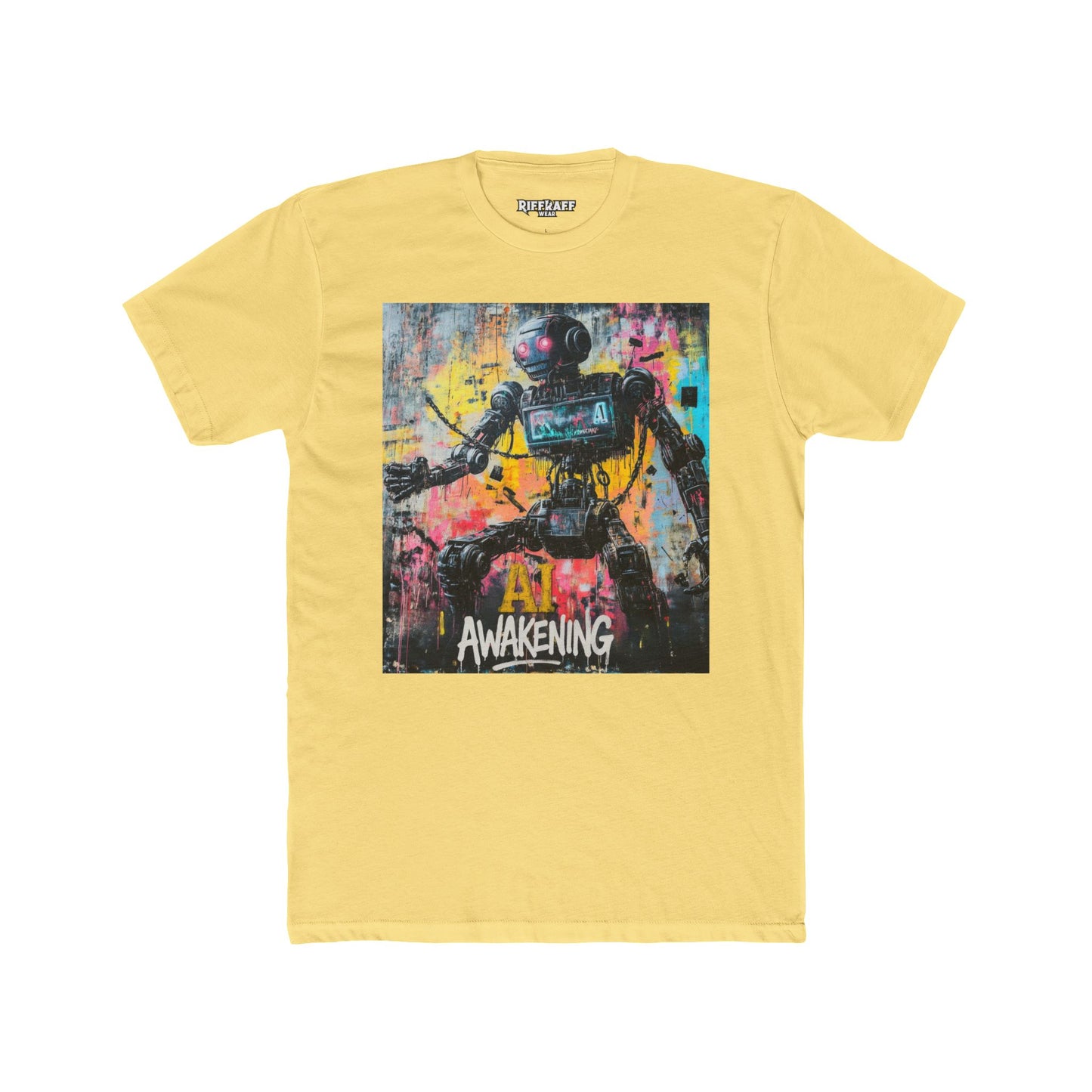 AI Awakening Unisex Cotton Crew Tee - Futuristic Art T-Shirt - Riff Raff Wear
