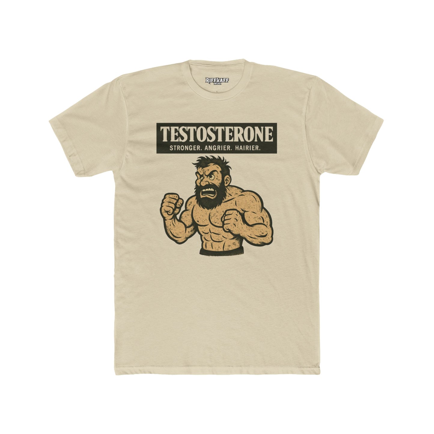 Testosterone Unisex Cotton Crew Tee - Stronger Angry Wiser - Casual Graphic Shirt - OverRX - Riff Raff Wear