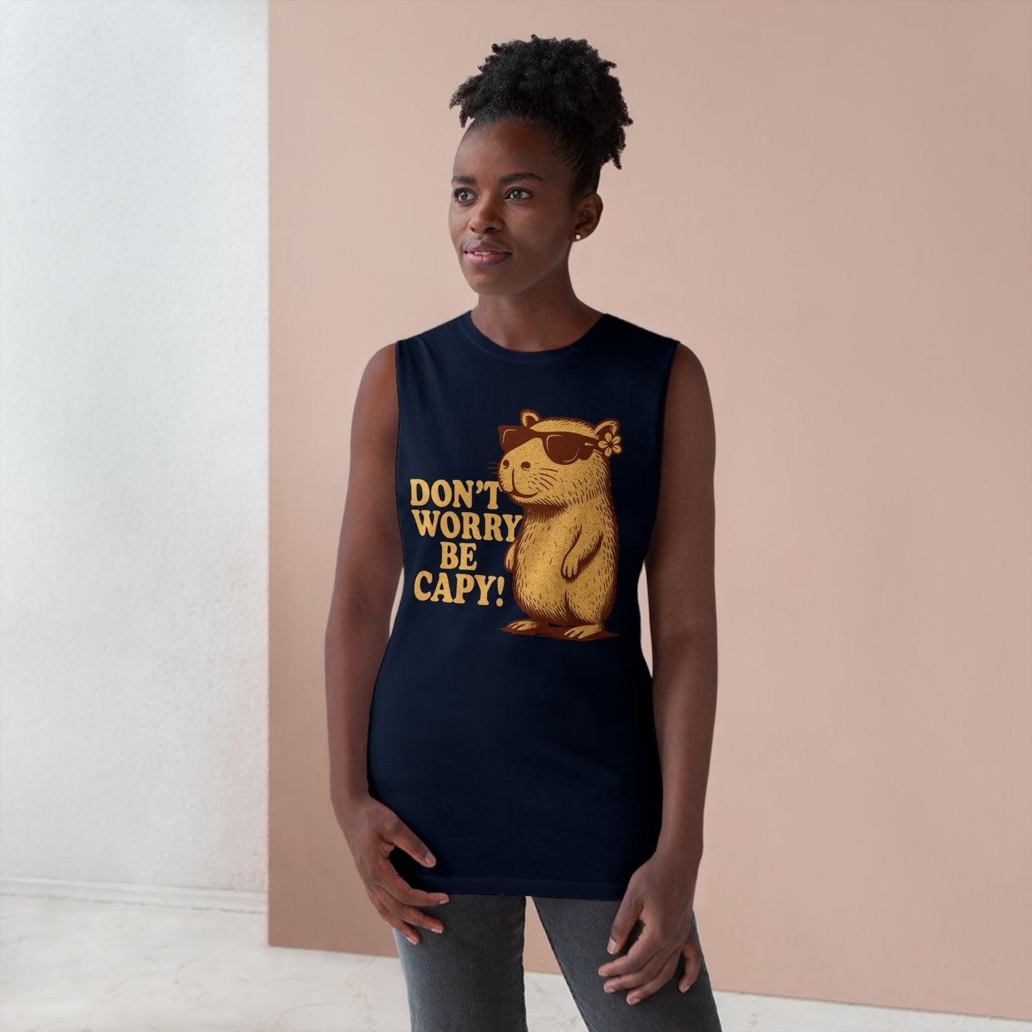 Funny Capybara Tank Top – "Don't Worry Be Capy!" - Riff Raff Wear
