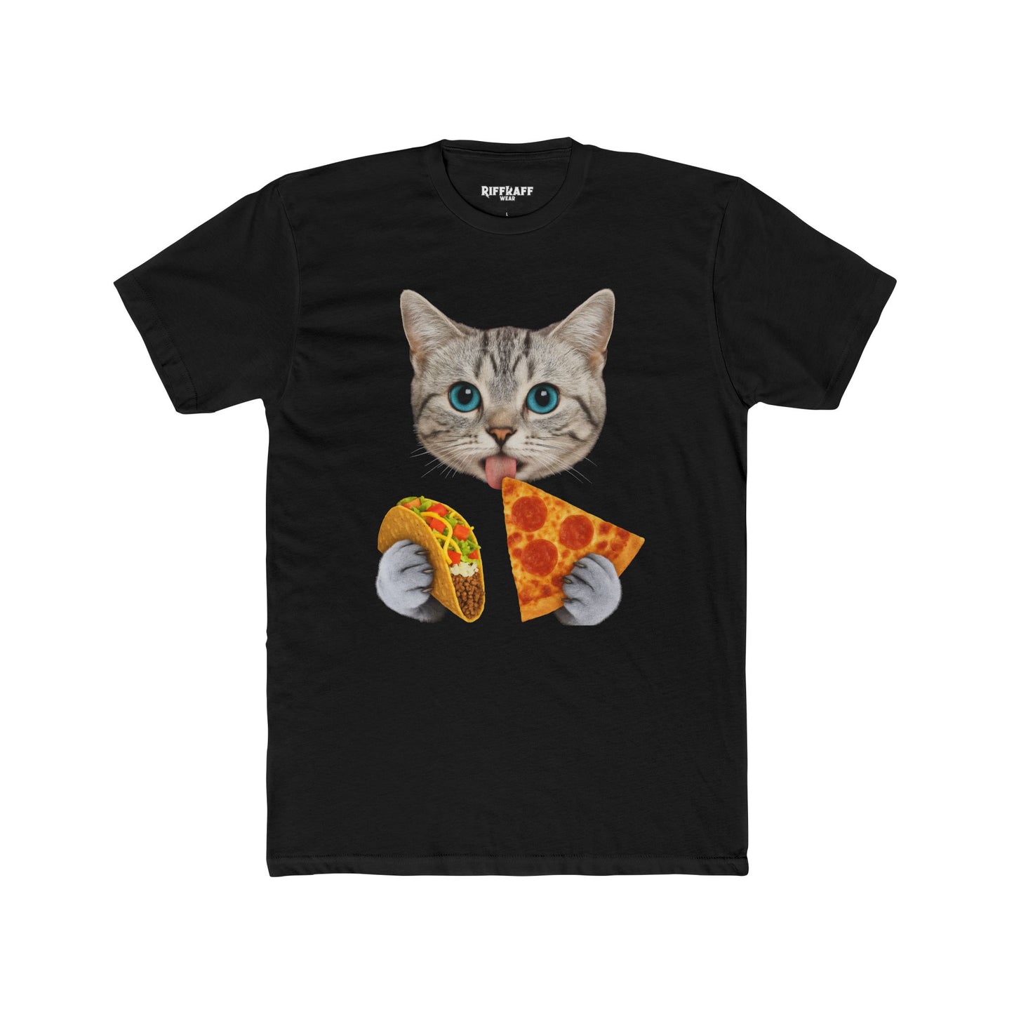 Funny Cat Pizza Taco Unisex Cotton Crew Tee - Riff Raff Wear