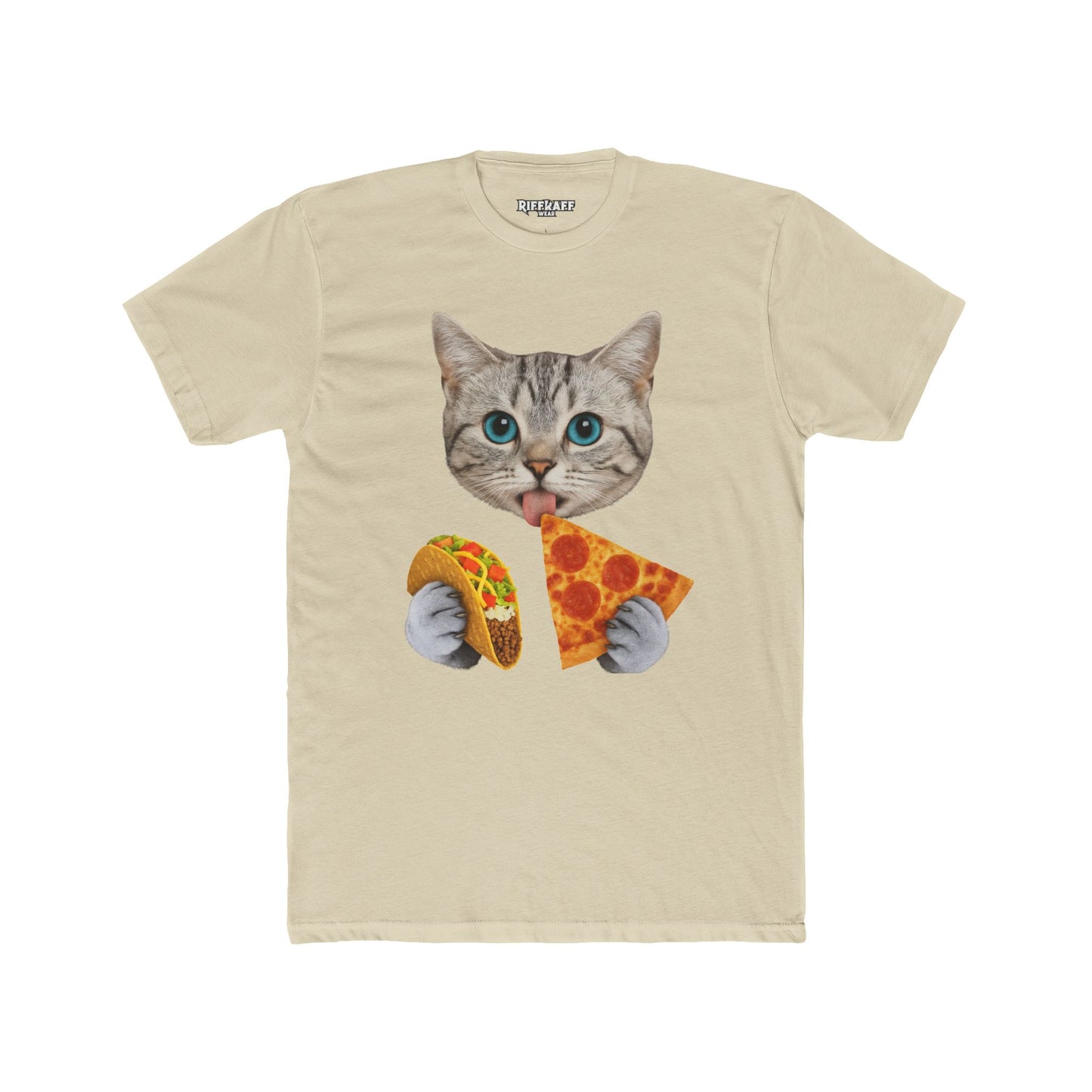 Funny Cat Pizza Taco Unisex Cotton Crew Tee - Riff Raff Wear
