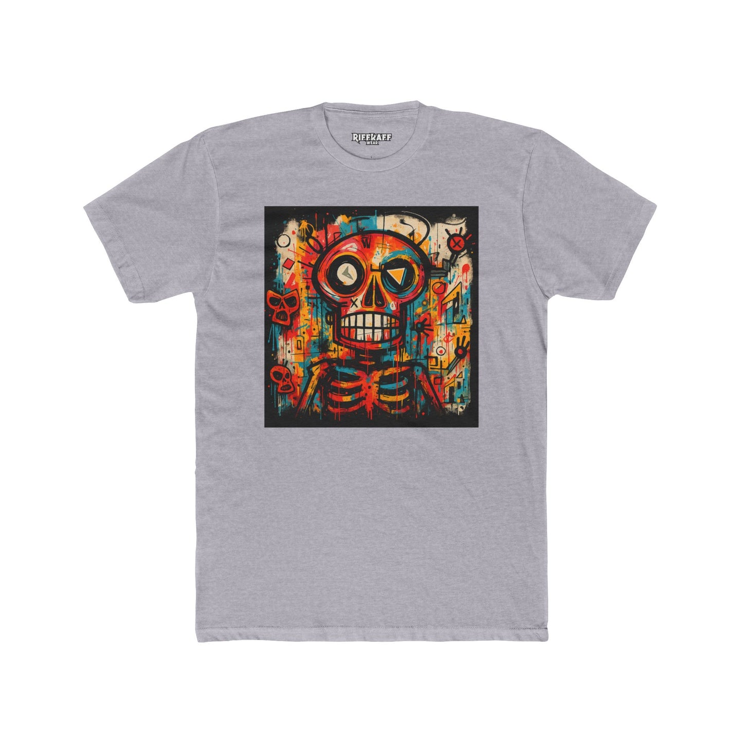 Colorful Skeleton Art Unisex Cotton Crew Tee - Day of the Dead Shirt - Riff Raff Wear