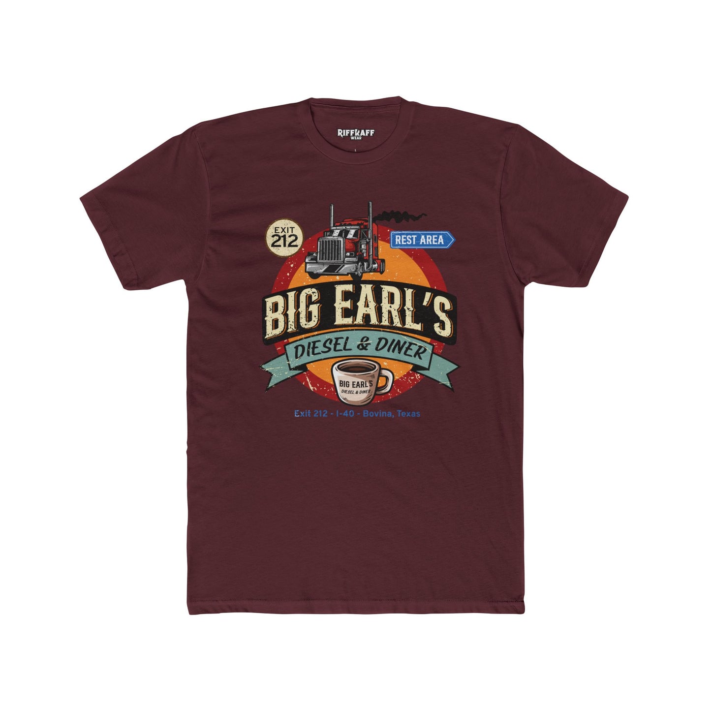 Big Earl's Diesel & Diner Graphic Tee - Unisex Cotton Crew Shirt - Riff Raff Underground