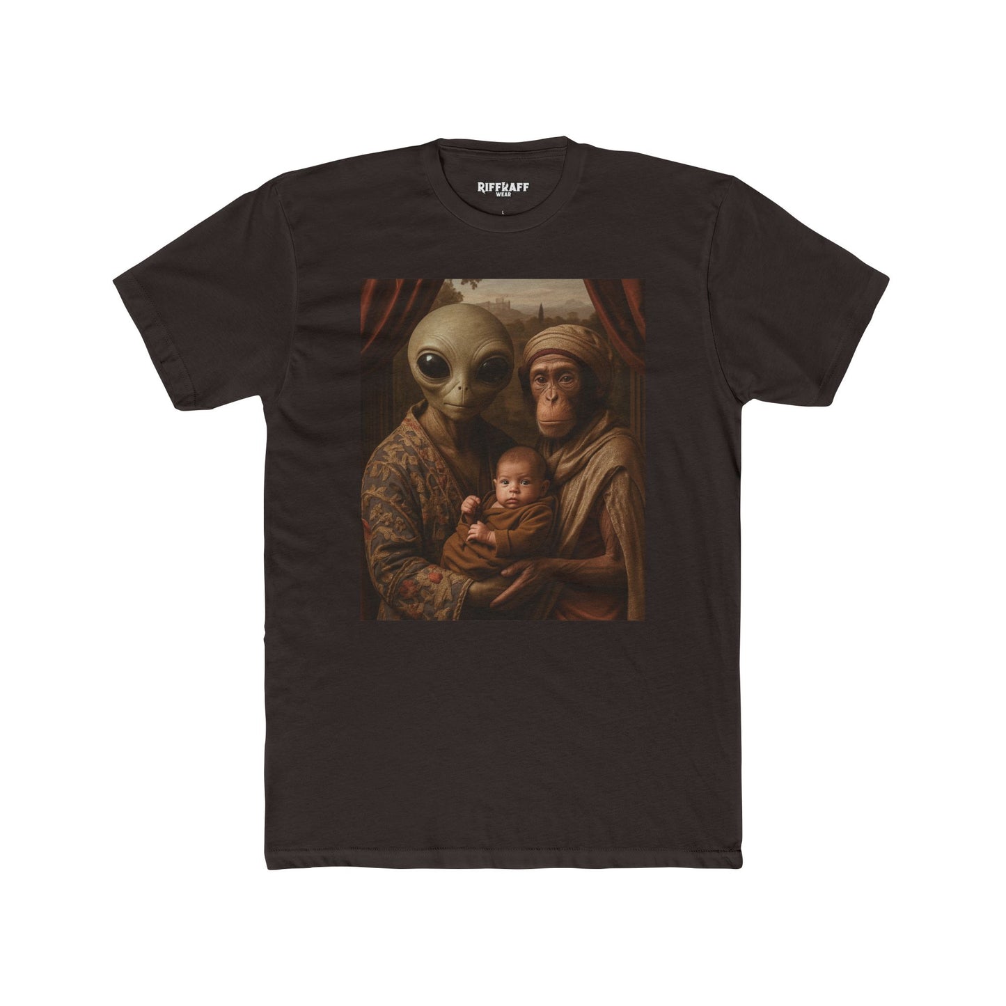 Early Earth Alien Family Portrait Unisex Cotton Crew Tee - Riff Raff Wear