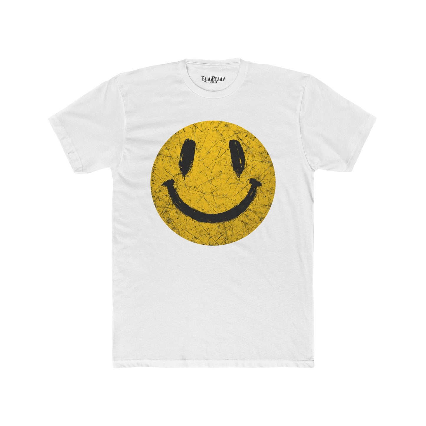 Retro Smiley Face Unisex Cotton Crew Tee - Joyful Vibe T-Shirt - Riff Raff Wear