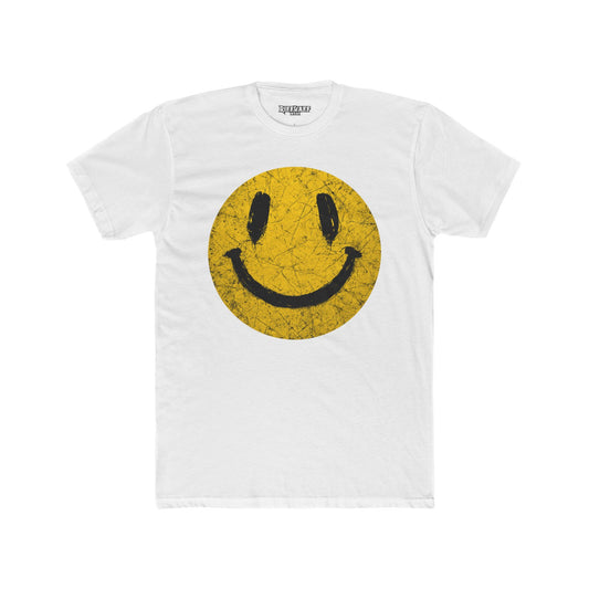 Retro Smiley Face Unisex Cotton Crew Tee - Joyful Vibe T-Shirt - Riff Raff Wear