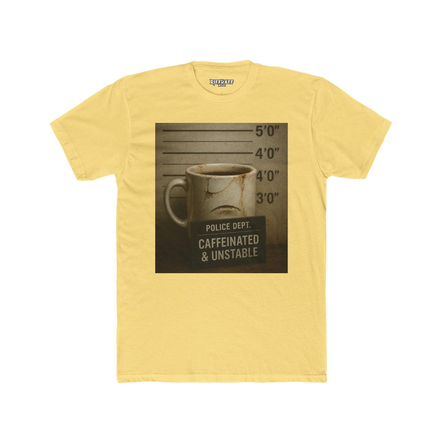 Caffeinated & Unstable Unisex Cotton Crew Tee - Perfect Gift for Coffee Lovers - Riff Raff Wear