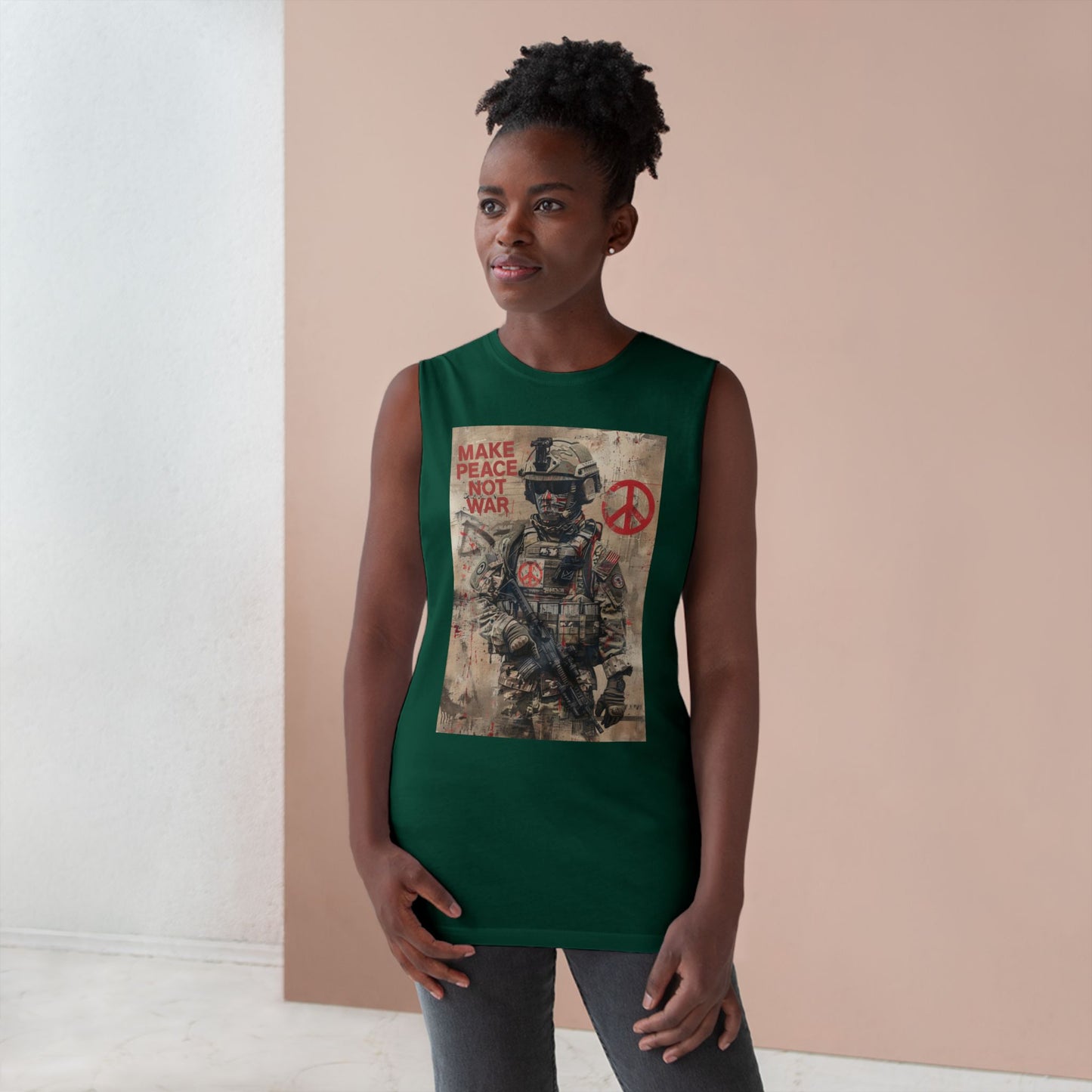 Make Peace Not War Unisex Tank Top - Casual Military-Inspired Tee - Riff Raff Wear