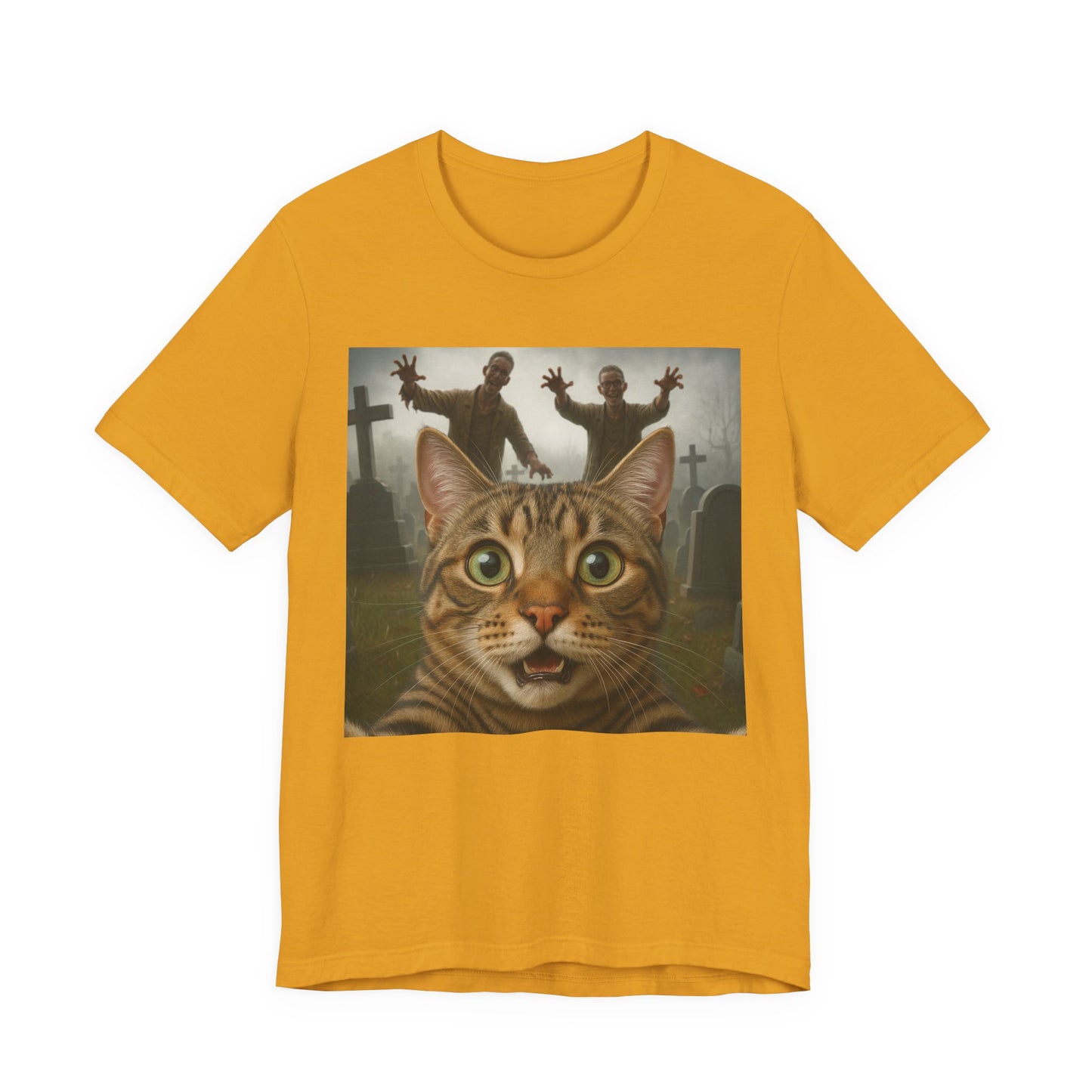 Zombie Cat Halloween Tee, Cute Cat Shirt, Unisex Graphic Tee, Funny Pet Lover Gift, Halloween Costume Top - Riff Raff Wear