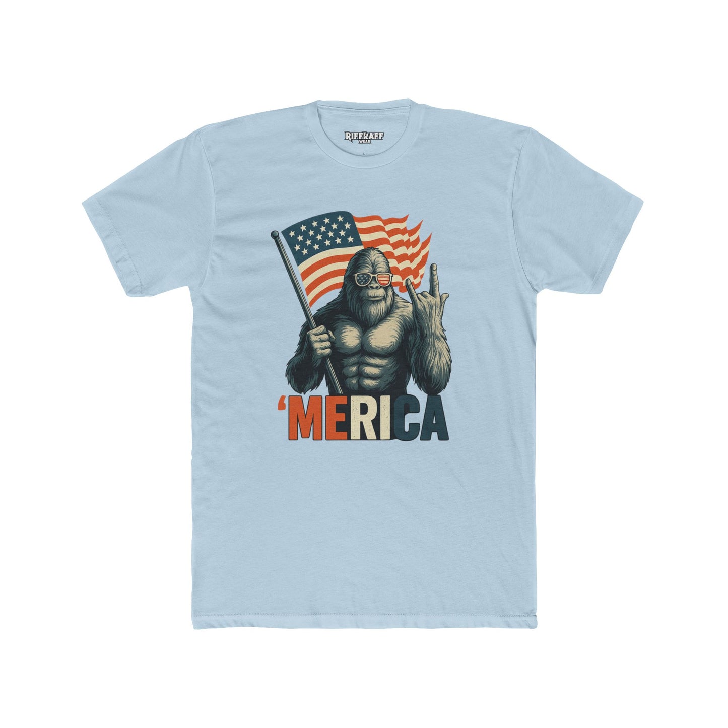 'Merica Bigfoot Tee - Fun Graphic T-Shirt, Unisex Humor Shirt, Patriotic Apparel, Perfect for BBQ - Riff Raff Wear