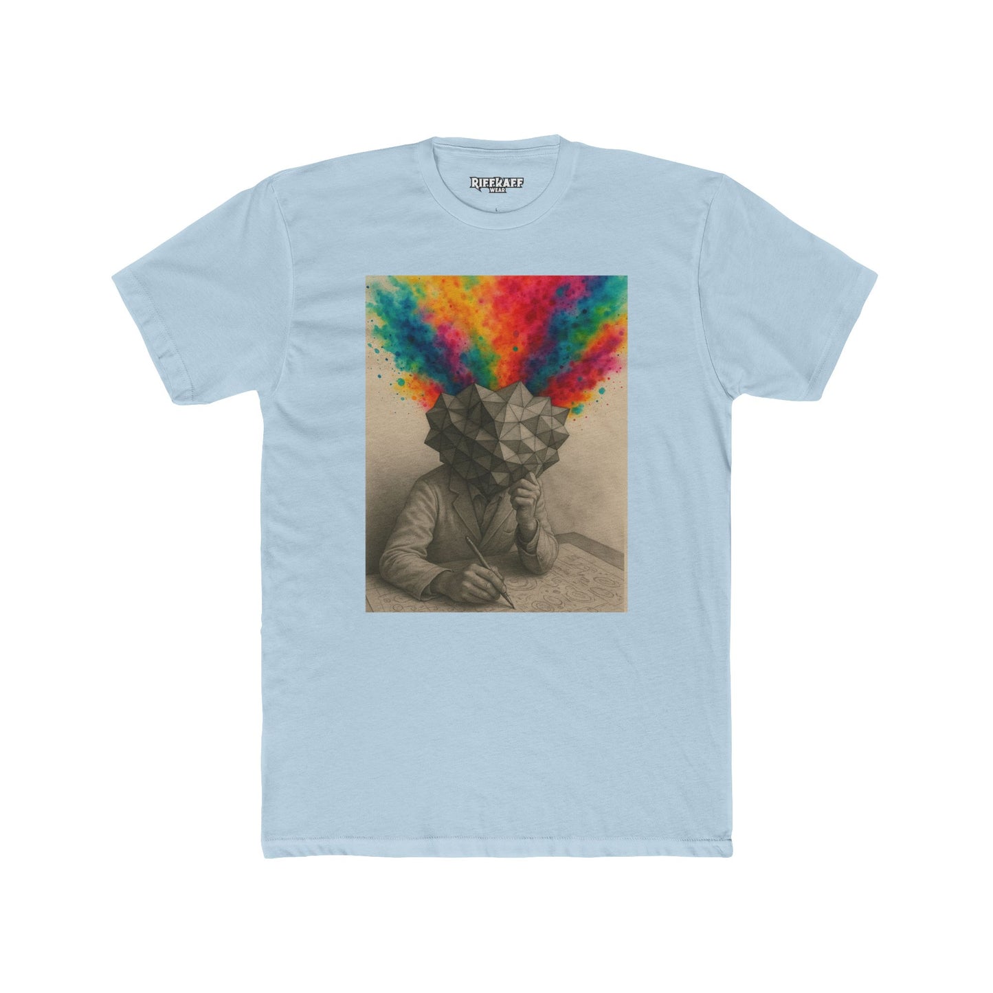 Creative Mind Unisex Cotton Crew Tee - Colorful Brain Design T-Shirt - Riff Raff Wear