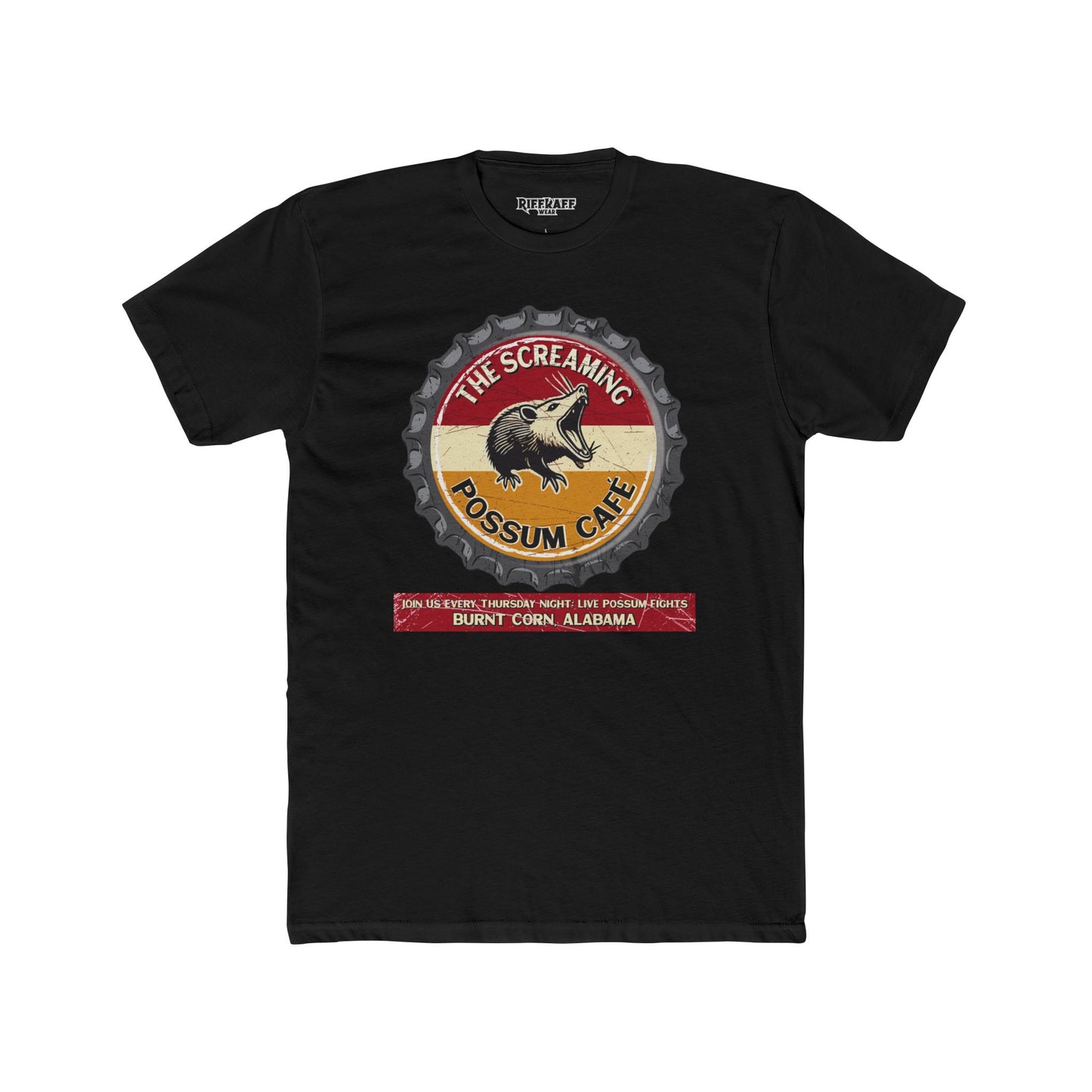 The Screaming Possum Unisex Cotton Crew Tee - Fun & Retro Graphic Shirt - Riff Raff Underground