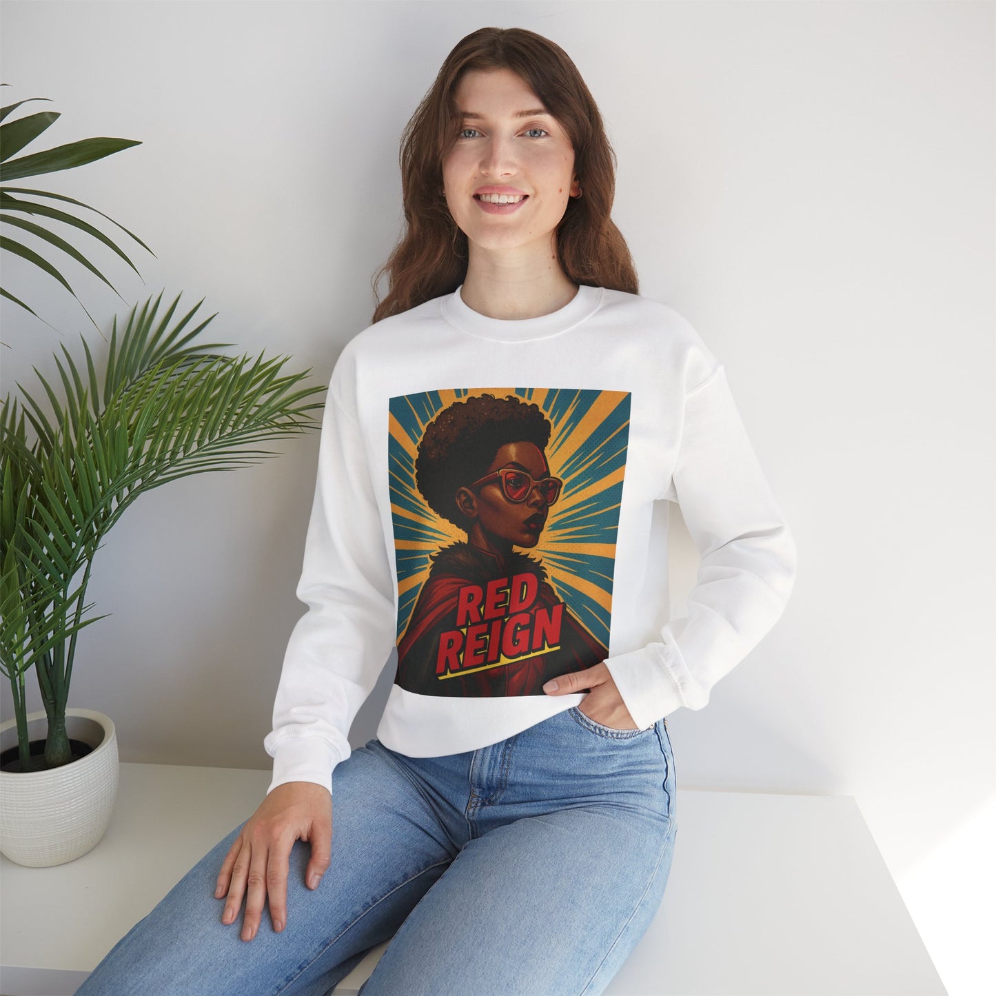 Red Reign Unisex Crewneck Sweatshirt - Stylish & Bold Graphic Design - Riff Raff Wear