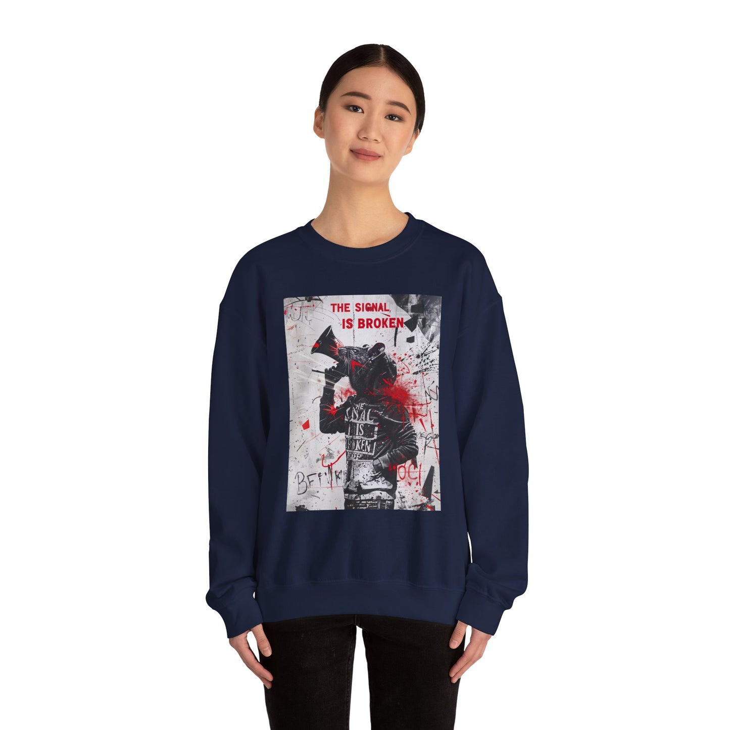 Unisex Crewneck Sweatshirt - "The Signal is Broken" Graphic Design - Riff Raff Wear