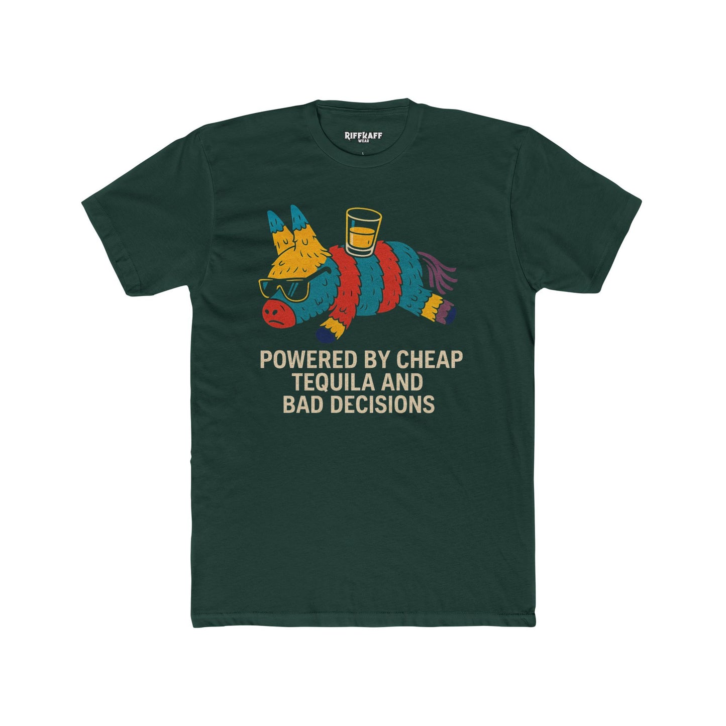 Funny Unisex Cotton Crew Tee - Powered by Cheap Tequila and Bad Decisions - Riff Raff Wear