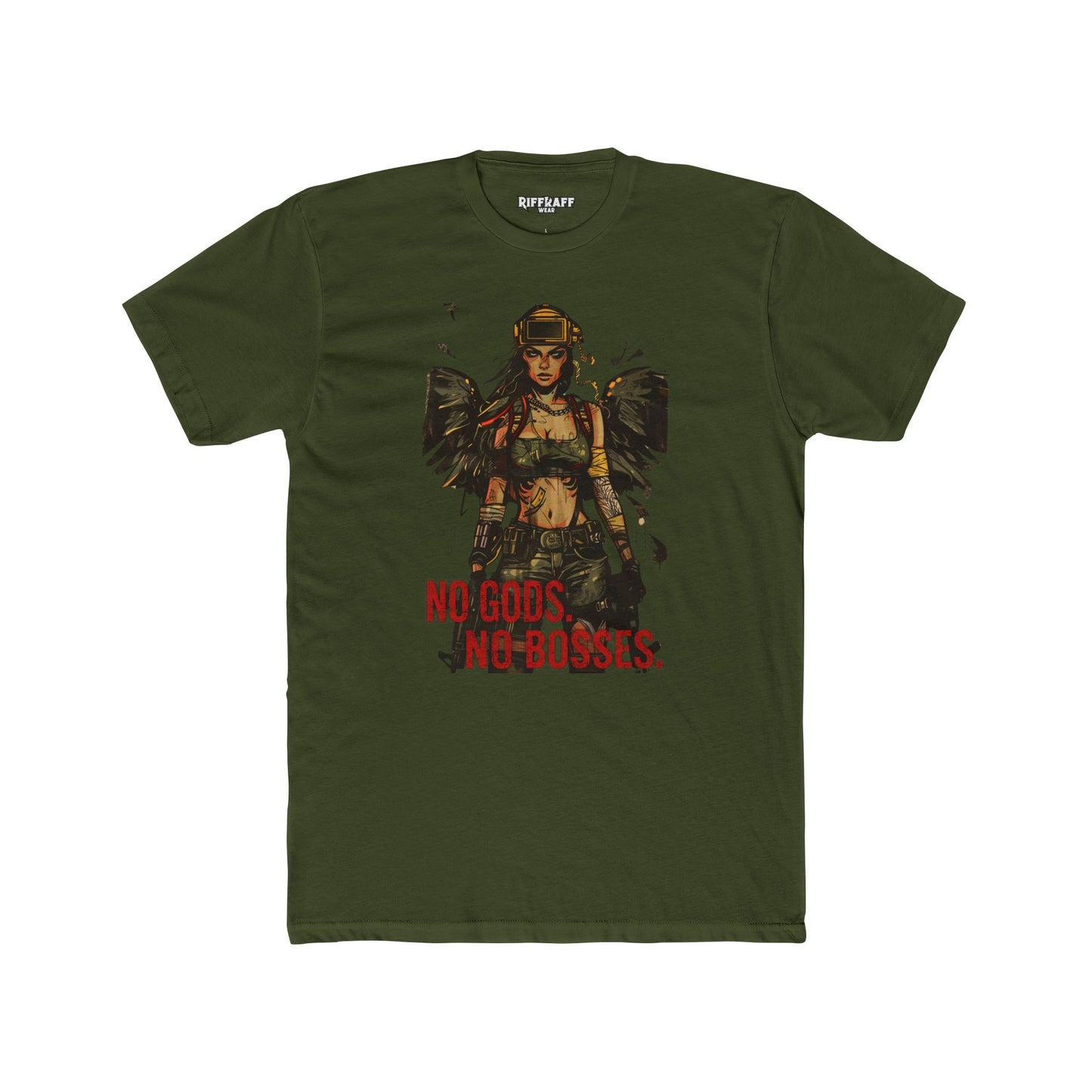 No Gods No Bosses Unisex Cotton Crew Tee - Rebel Vibe Shirt - Riff Raff Wear