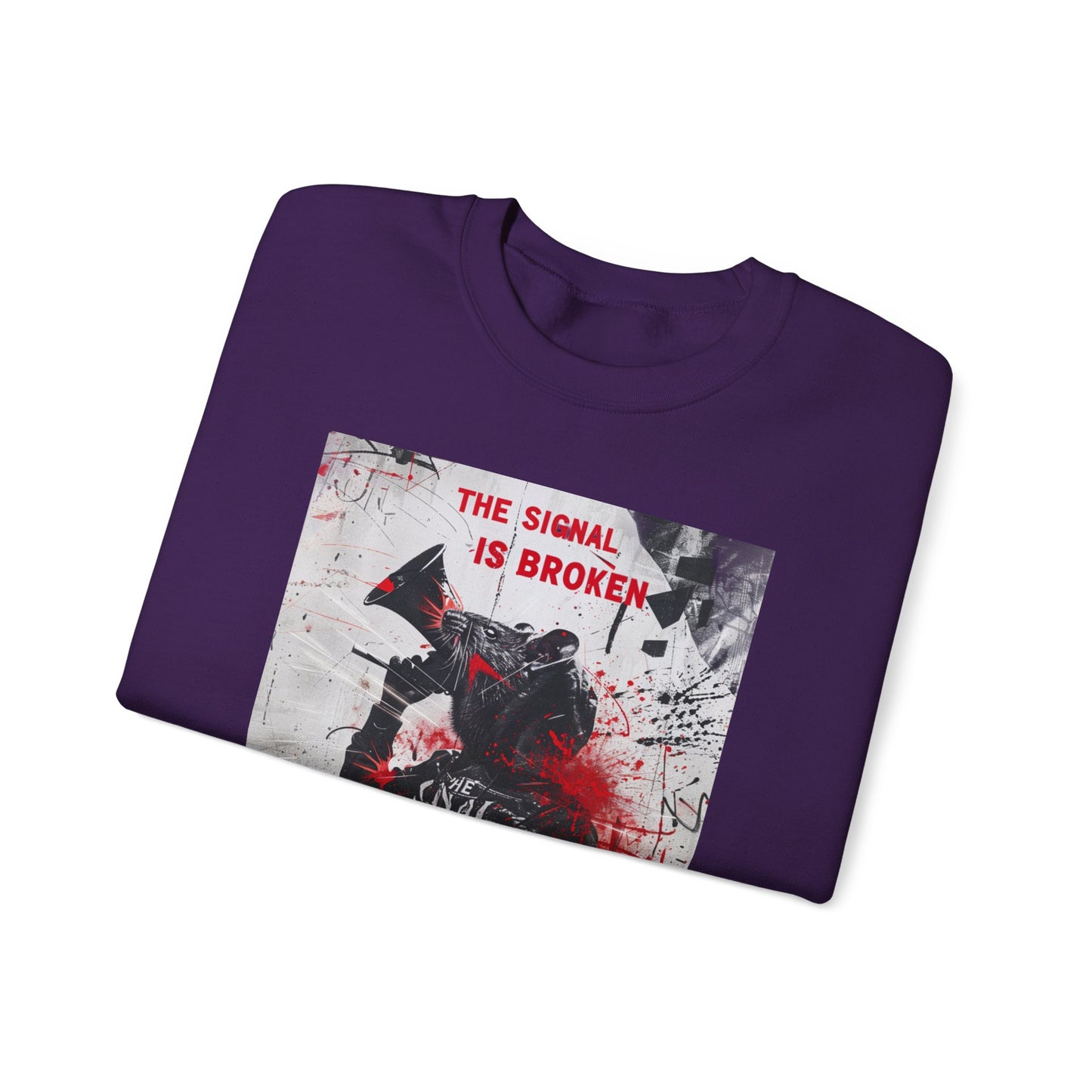 Unisex Crewneck Sweatshirt - "The Signal is Broken" Graphic Design - Riff Raff Wear