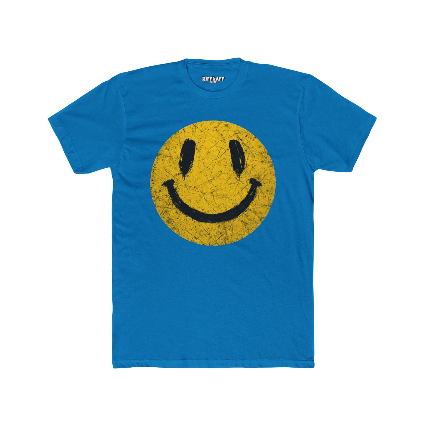 Retro Smiley Face Unisex Cotton Crew Tee - Joyful Vibe T-Shirt - Riff Raff Wear