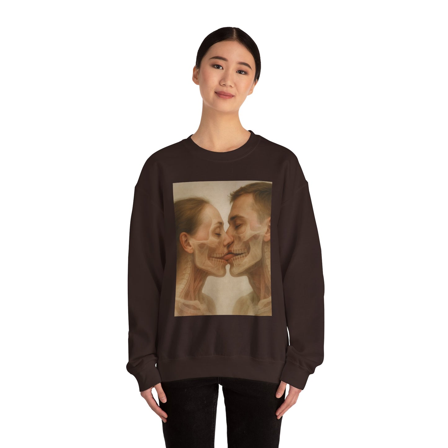 Romantic Skull Art Sweatshirt - Unisex Cozy Crewneck for Couples, Halloween, Gift Idea, Unique Sweatshirt, Trendy Layering - Riff Raff Wear