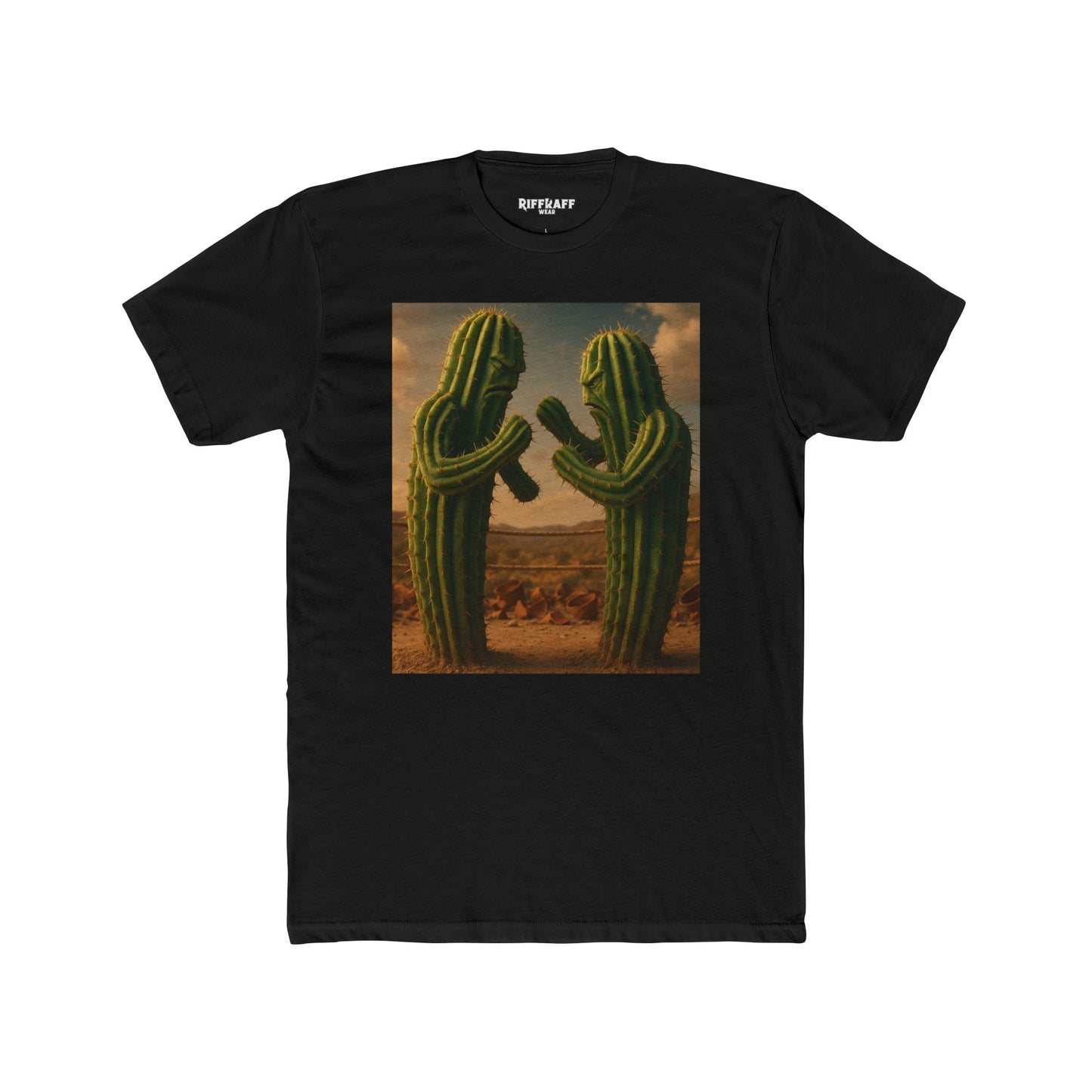 Funny Cactus Fight Club Crew Tee - Unique Unisex Cotton T-Shirt - Riff Raff Wear