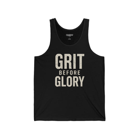 Grit Before Glory Unisex Jersey Tank - Motivational Workout Apparel - Fitness - Riff Raff Wear