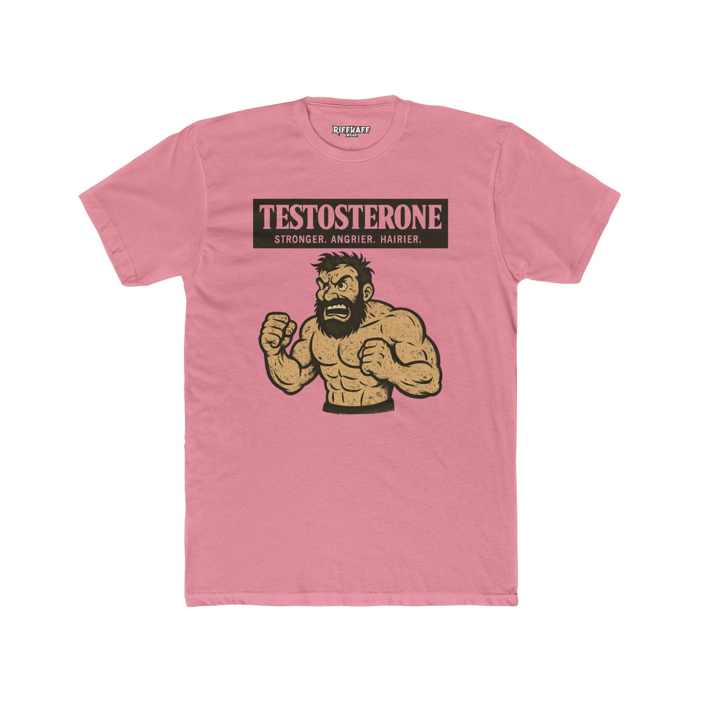 Testosterone Unisex Cotton Crew Tee - Stronger Angry Wiser - Casual Graphic Shirt - OverRX - Riff Raff Wear