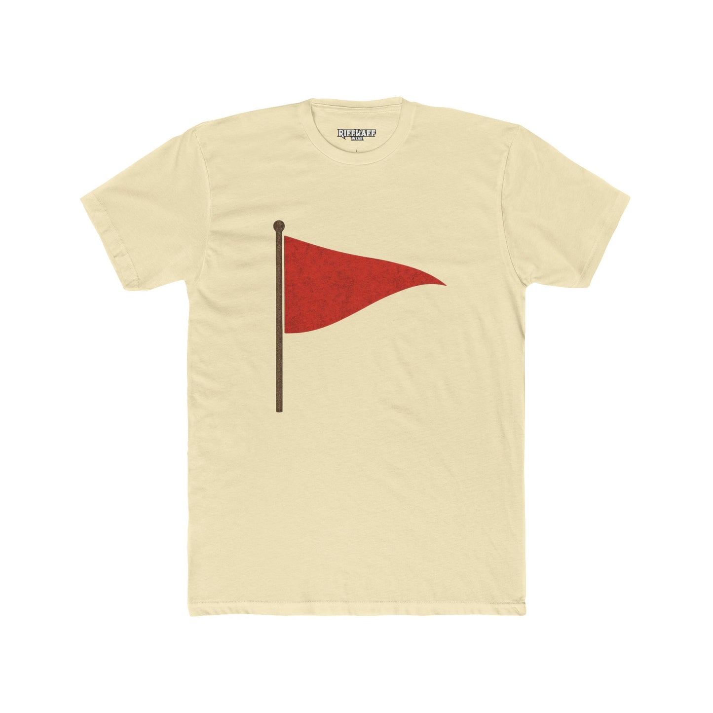 Unisex Cotton Crew Tee with Red Flag Design - Casual Wear for Trendsetters - Riff Raff Wear
