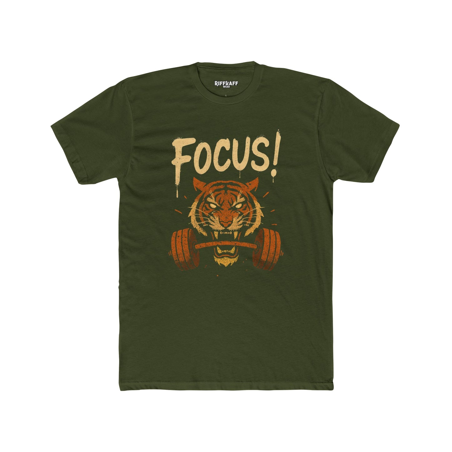 Focus Tiger Unisex Cotton Crew Tee - Motivational Fitness Shirt - Riff Raff Wear