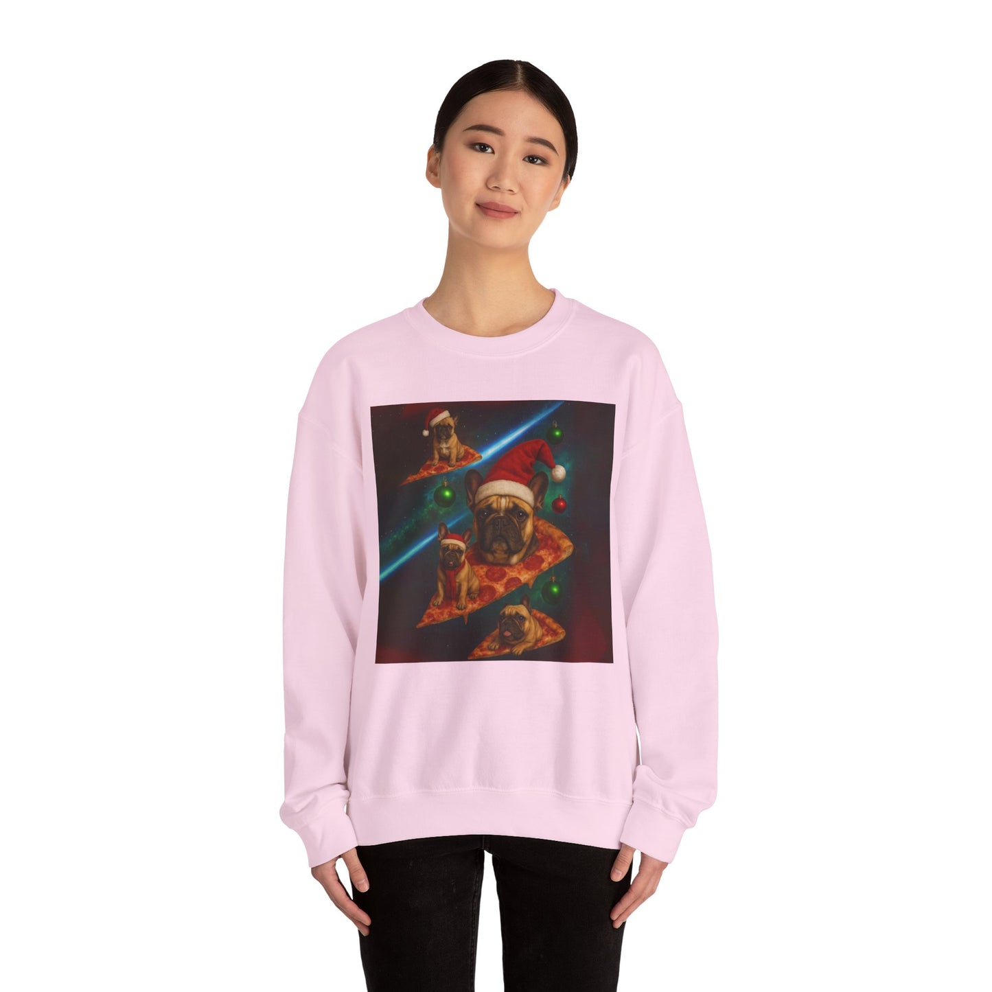 Festive Pizza Dog Crewneck Sweatshirt | Fun Holiday Apparel | Gift for Dog Lovers, Christmas Sweatshirt, Cozy Fashion, Unisex Style - Riff Raff Wear
