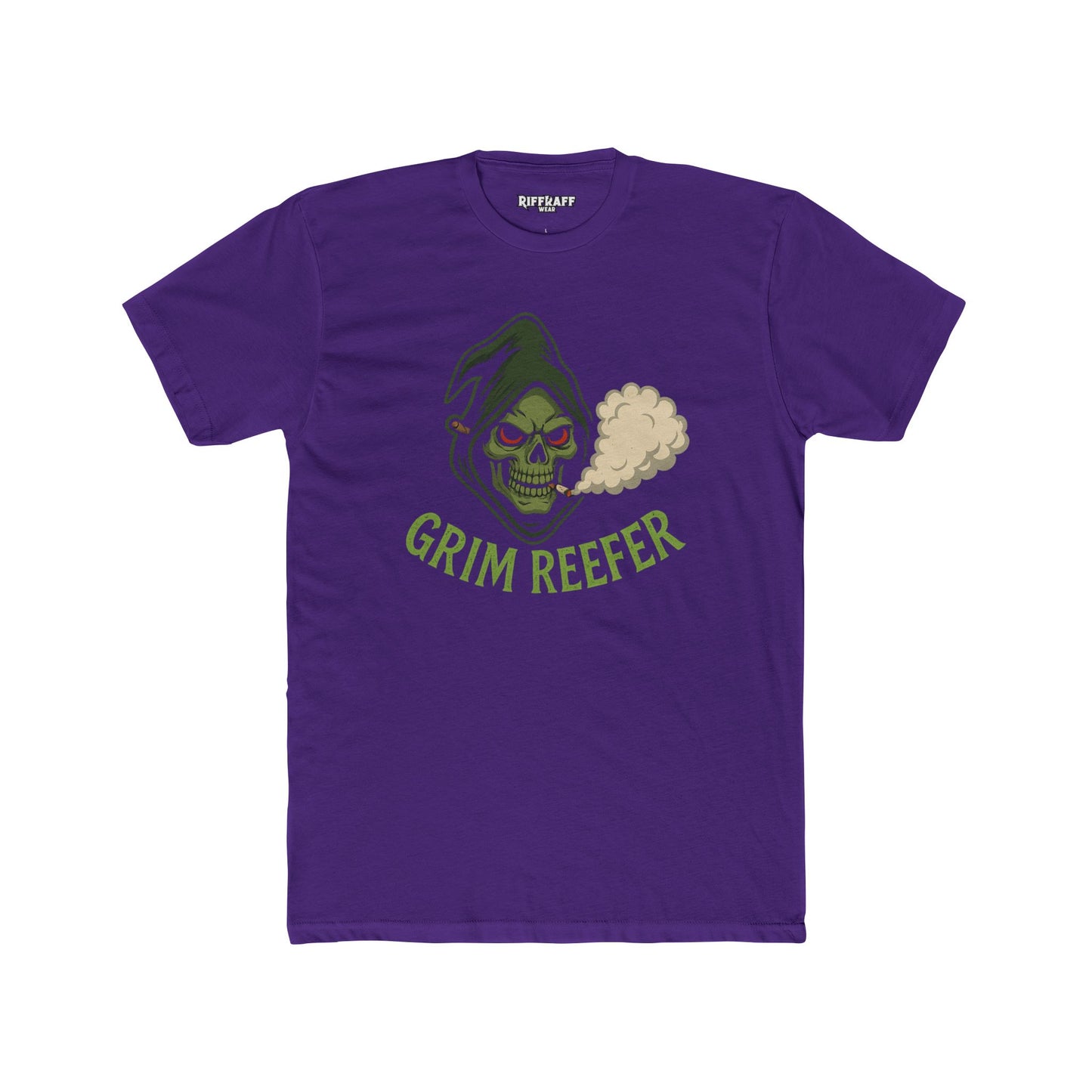 Grim Reefer Unisex Cotton Crew Tee - Casual Skull Graphic T-Shirt for Everyday Wear - Riff Raff Wear