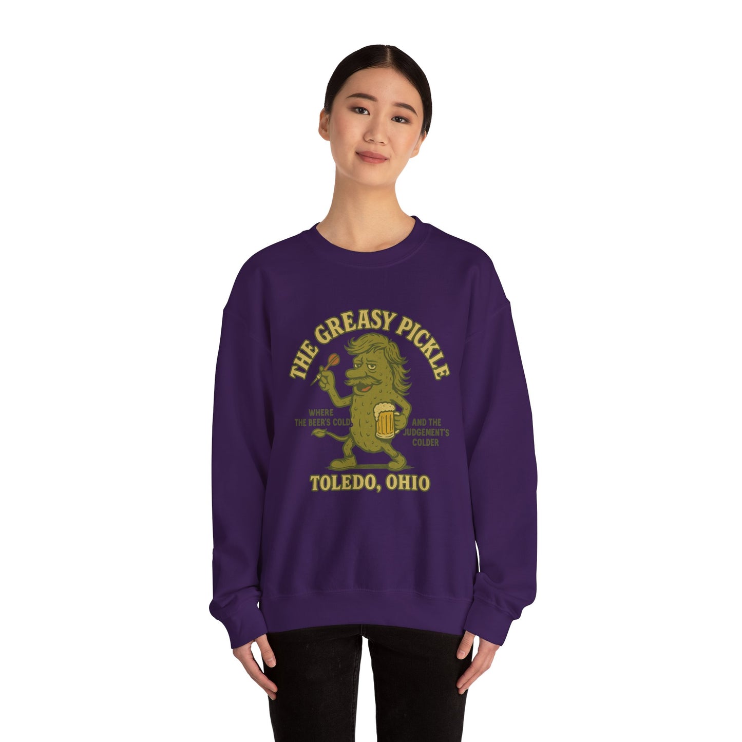 Greasy Pickle Crewneck Sweatshirt - Fun & Cozy Apparel for Beer Lovers - Riff Raff Wear