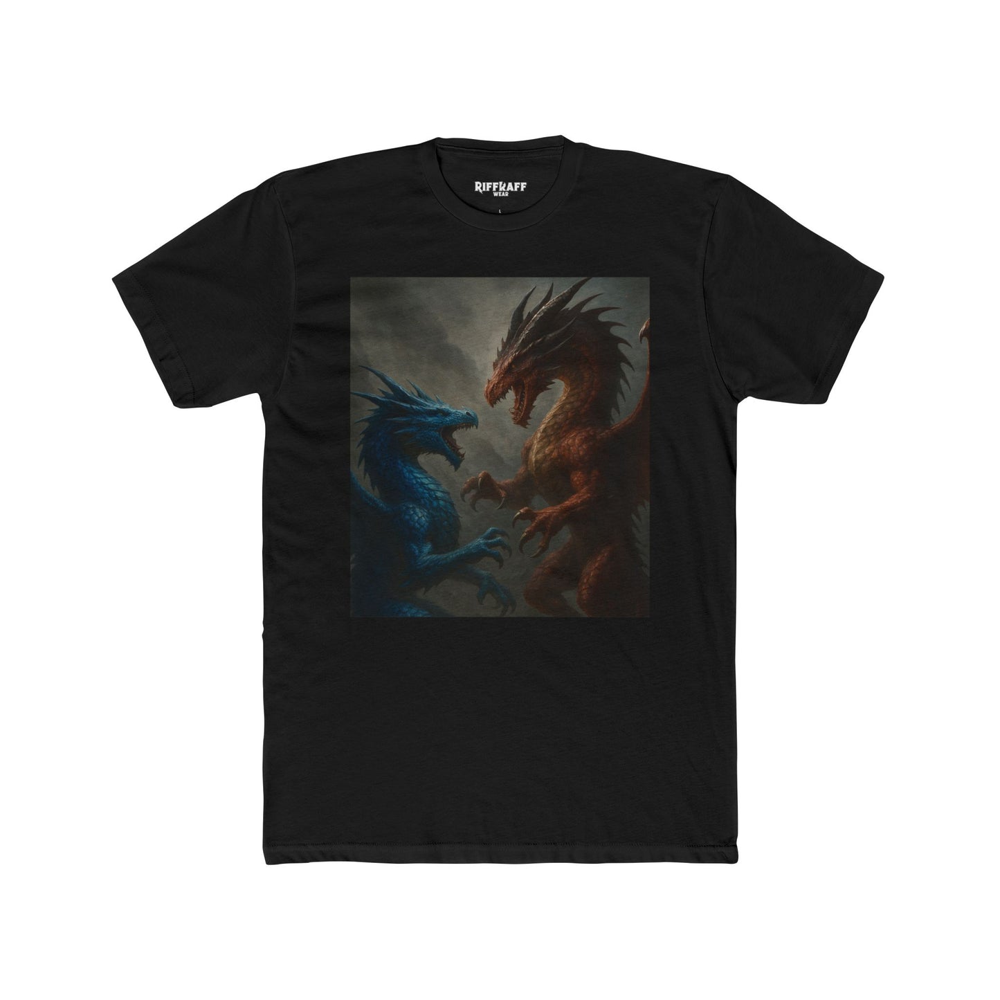 Epic Dragon Showdown Unisex Cotton Crew Tee | Fantasy T-Shirt - Riff Raff Wear