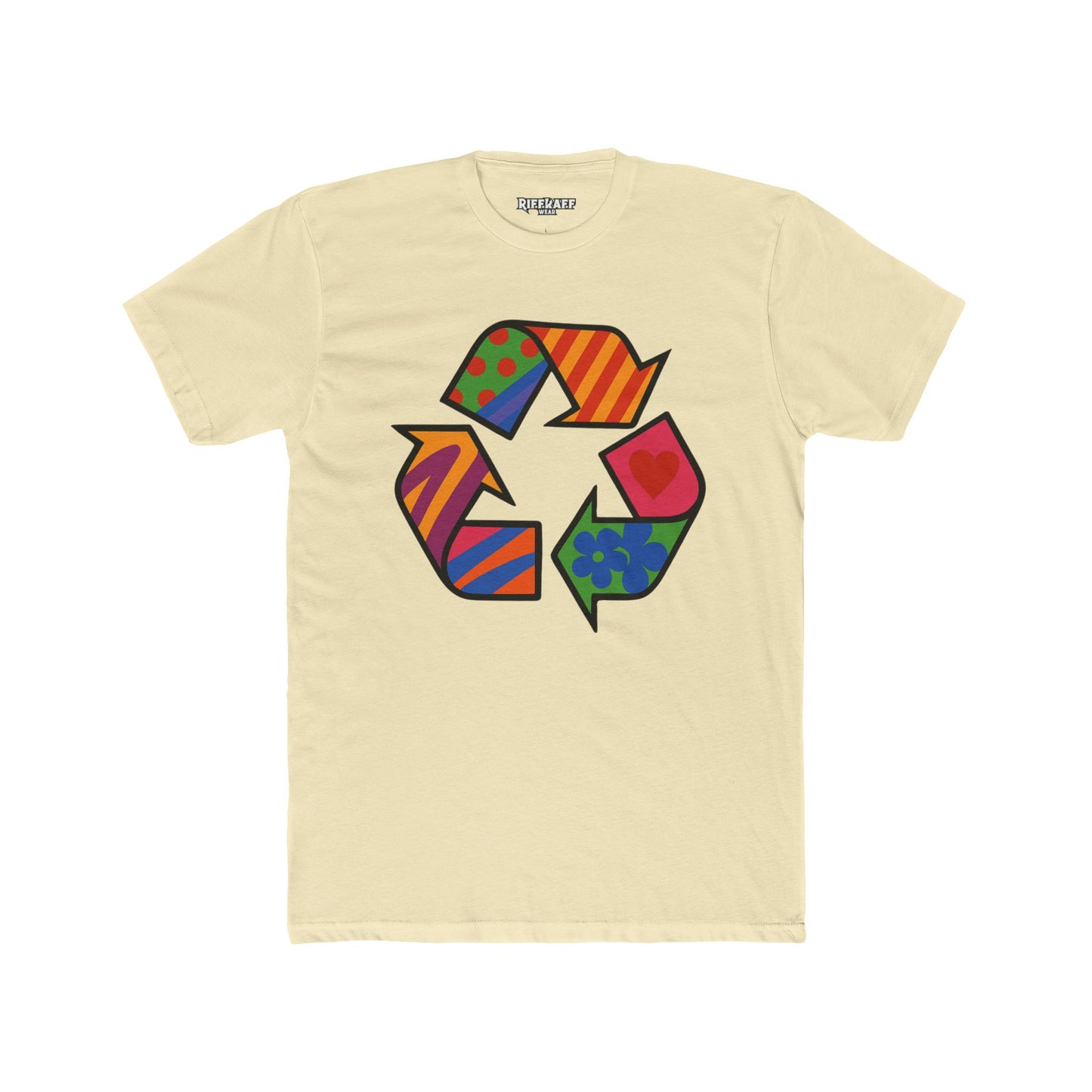 Colorful Recycle Symbol Unisex Cotton Crew Tee - Eco-Friendly Fashion - Riff Raff Wear