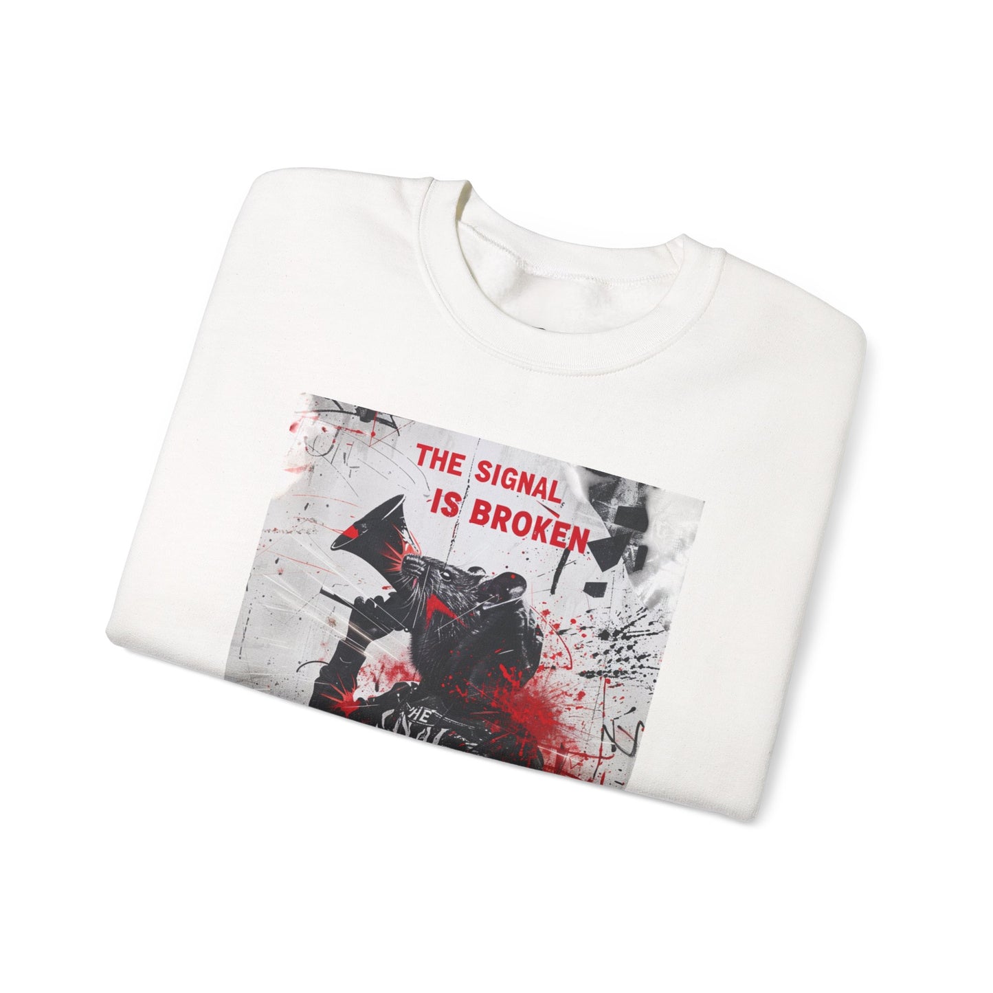 Unisex Crewneck Sweatshirt - "The Signal is Broken" Graphic Design - Riff Raff Wear