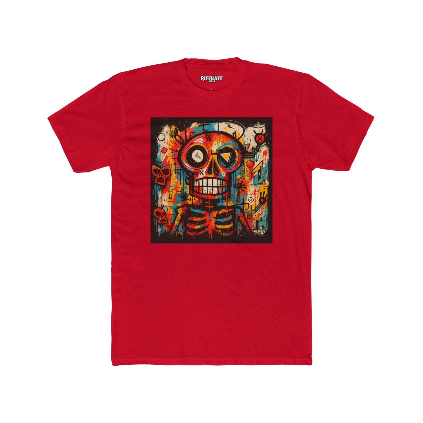 Colorful Skeleton Art Unisex Cotton Crew Tee - Day of the Dead Shirt - Riff Raff Wear