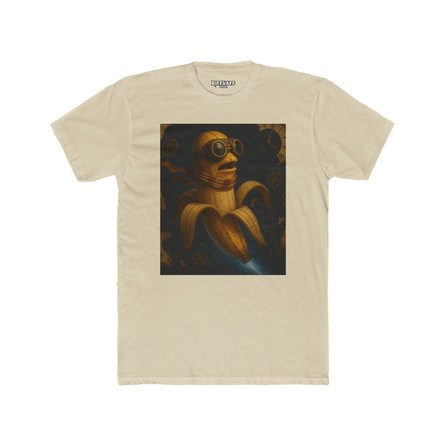 Whimsical Banana Time Traveler Unisex Cotton Crew Tee – Fun & Unique Graphic T-Shirt - Riff Raff Wear