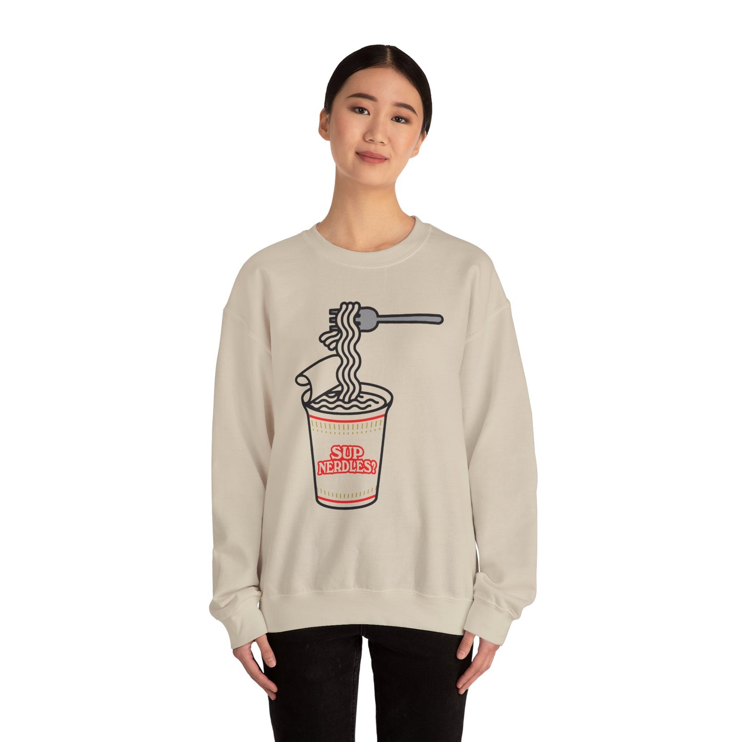 Parody Logo Series - Sup Nerdles? Instant Noodles Sweatshirt - Unisex Heavy Blend™ Crewneck - Riff Raff Wear