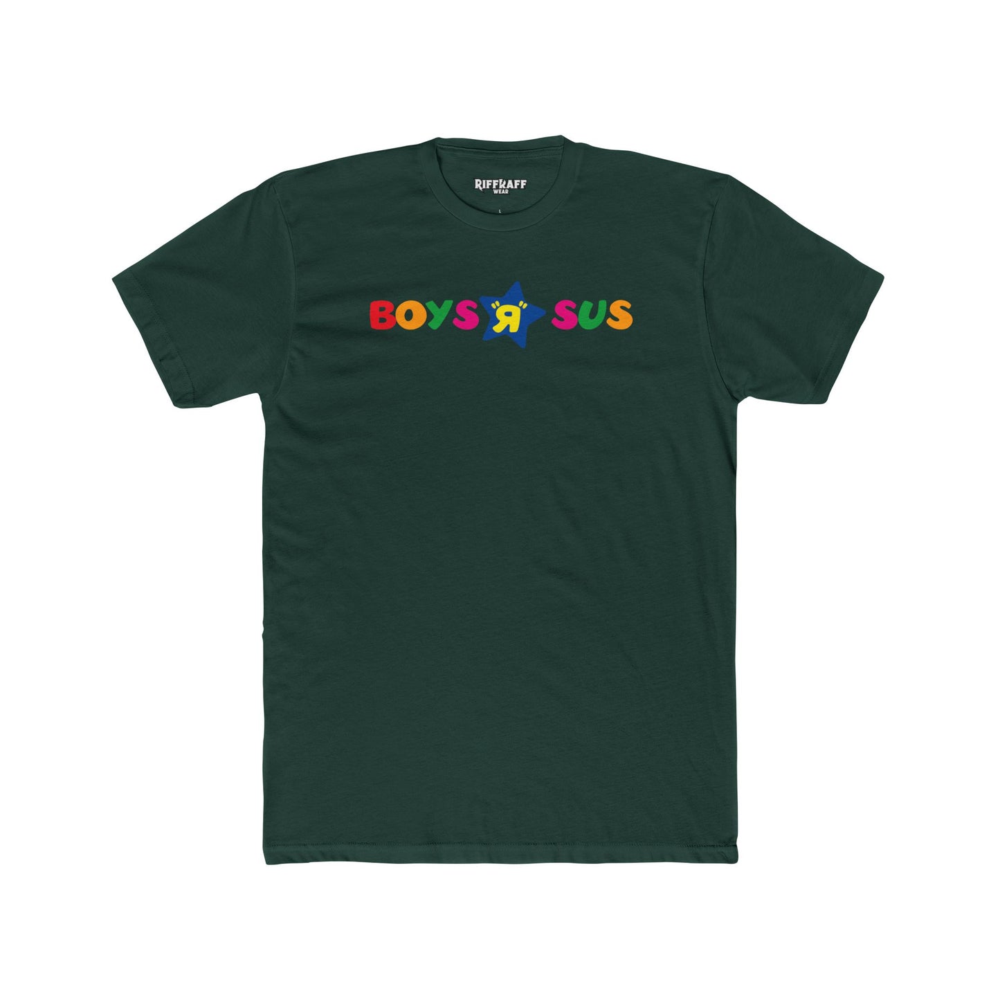 Colorful 'Boys R Sus' Unisex Cotton Crew Tee - Parody Logo Series - Riff Raff Wear
