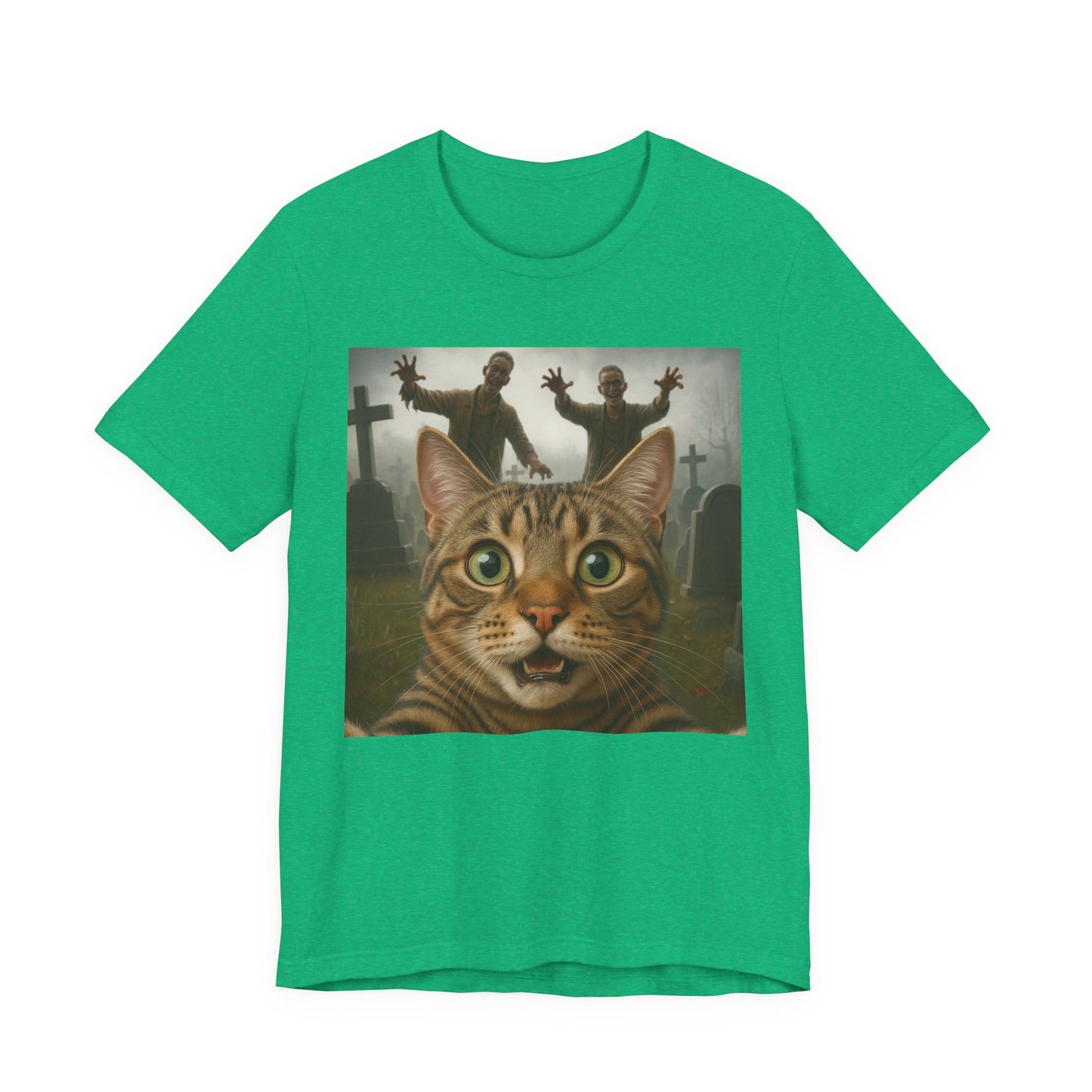 Zombie Cat Halloween Tee, Cute Cat Shirt, Unisex Graphic Tee, Funny Pet Lover Gift, Halloween Costume Top - Riff Raff Wear