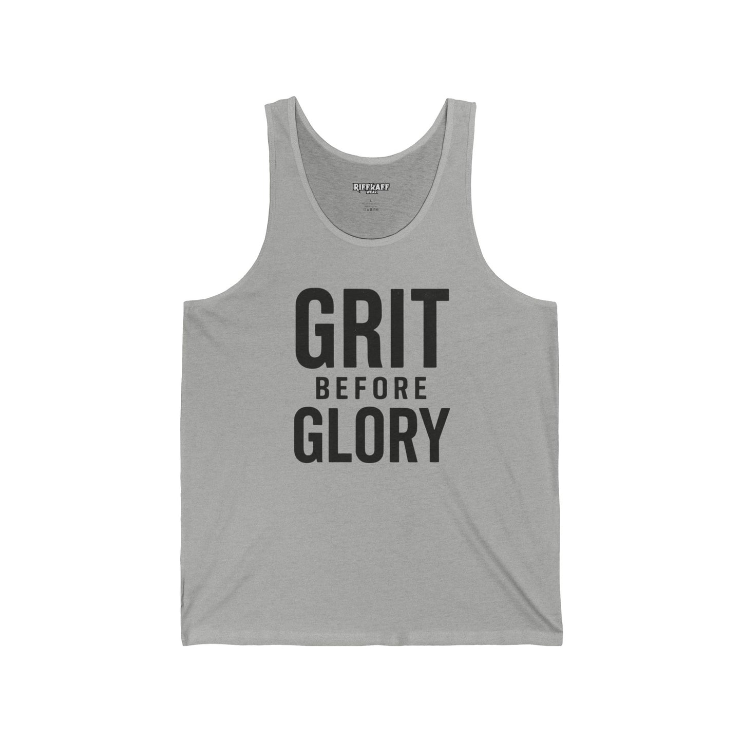 Grit Before Glory Unisex Jersey Tank - Motivational Workout Apparel - Fitness - Riff Raff Wear
