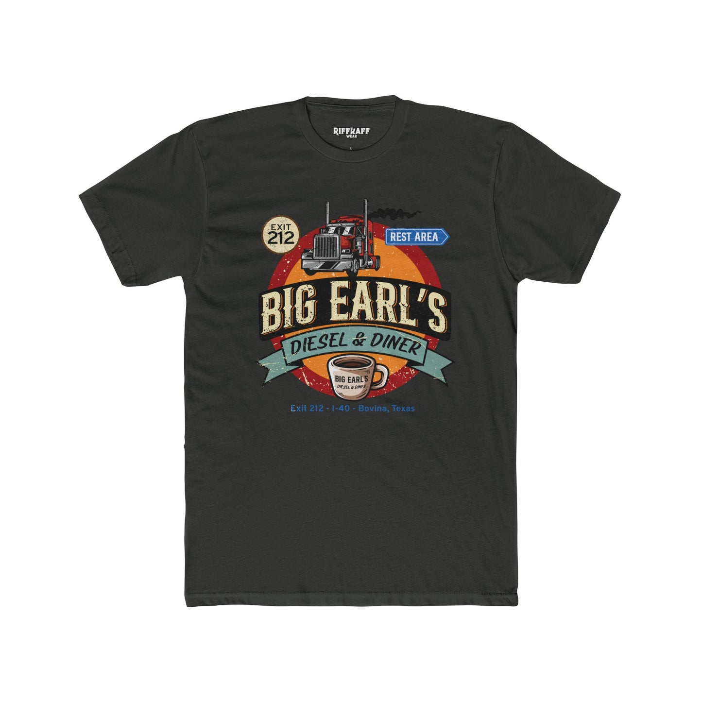 Big Earl's Diesel & Diner Graphic Tee - Unisex Cotton Crew Shirt - Riff Raff Underground