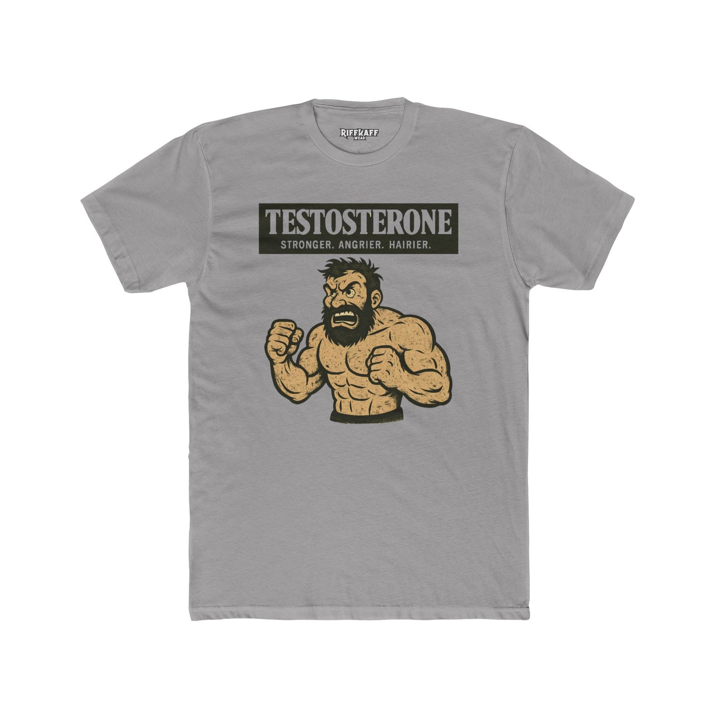 Testosterone Unisex Cotton Crew Tee - Stronger Angry Wiser - Casual Graphic Shirt - OverRX - Riff Raff Wear