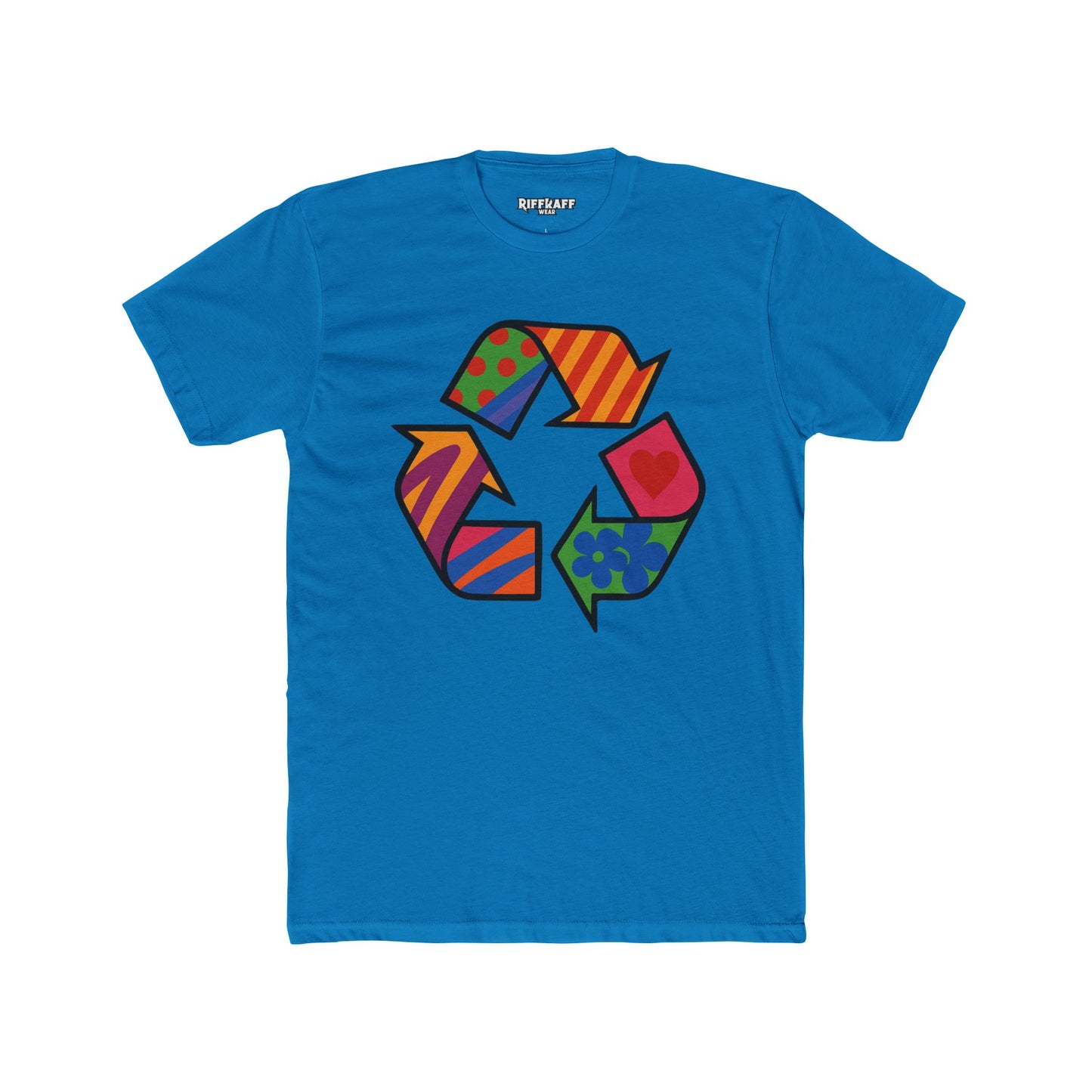 Colorful Recycle Symbol Unisex Cotton Crew Tee - Eco-Friendly Fashion - Riff Raff Wear