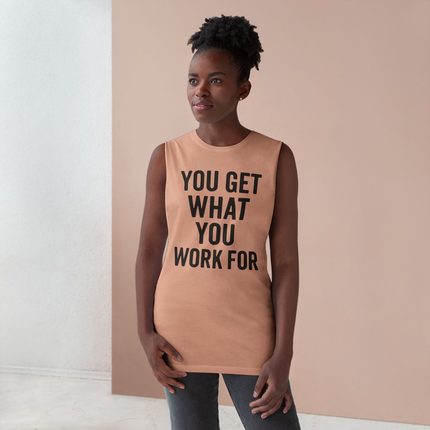 Motivational Unisex Tank Top - "You Get What You Work For" - Riff Raff Wear