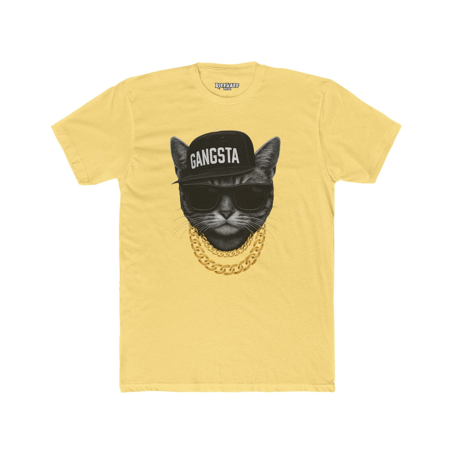 Gangsta Cat Unisex Cotton Crew Tee - Apparel for Animal Lovers - Riff Raff Wear