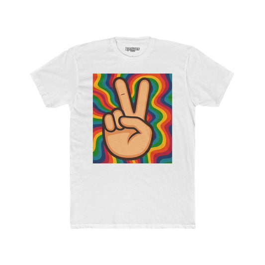 Retro Peace Sign Unisex Cotton Crew Tee - Colorful Vibe Fashion - Riff Raff Wear